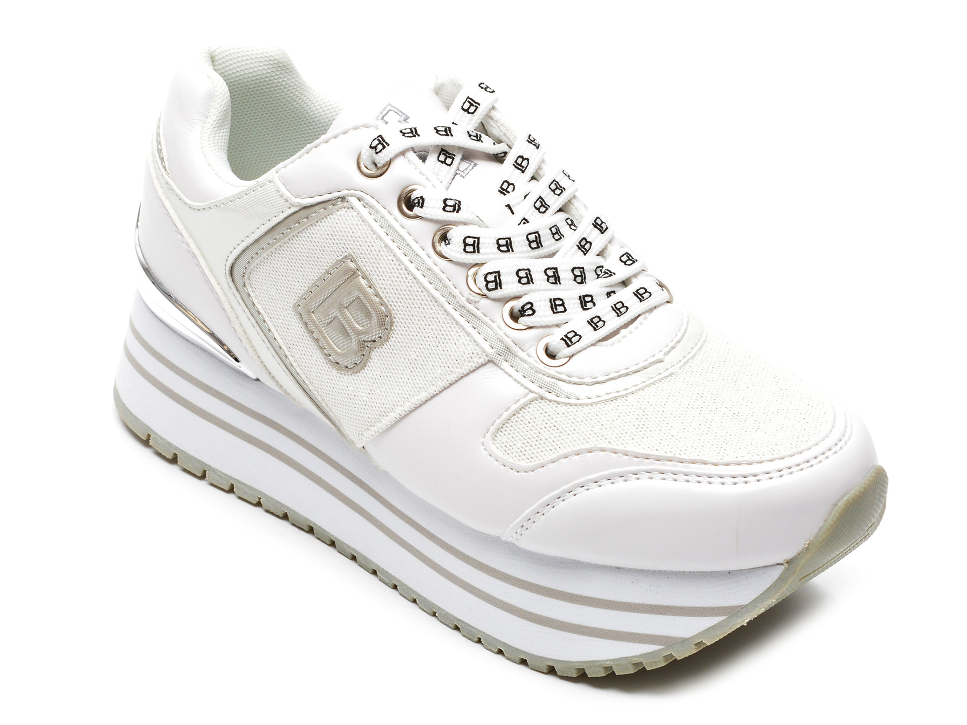 Pantofi sport LAURA BIAGIOTTI albi, 7523, din piele ecologica Laura Biagiotti