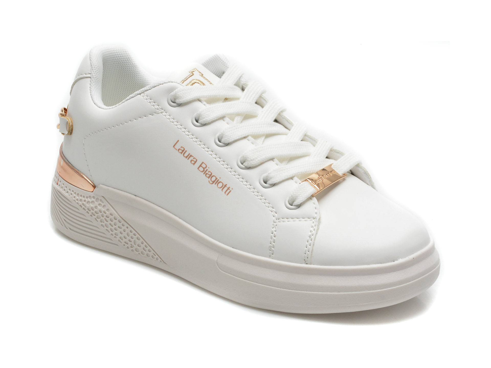 Pantofi sport LAURA BIAGIOTTI albi, 7805, din piele ecologica /femei/pantofi imagine noua
