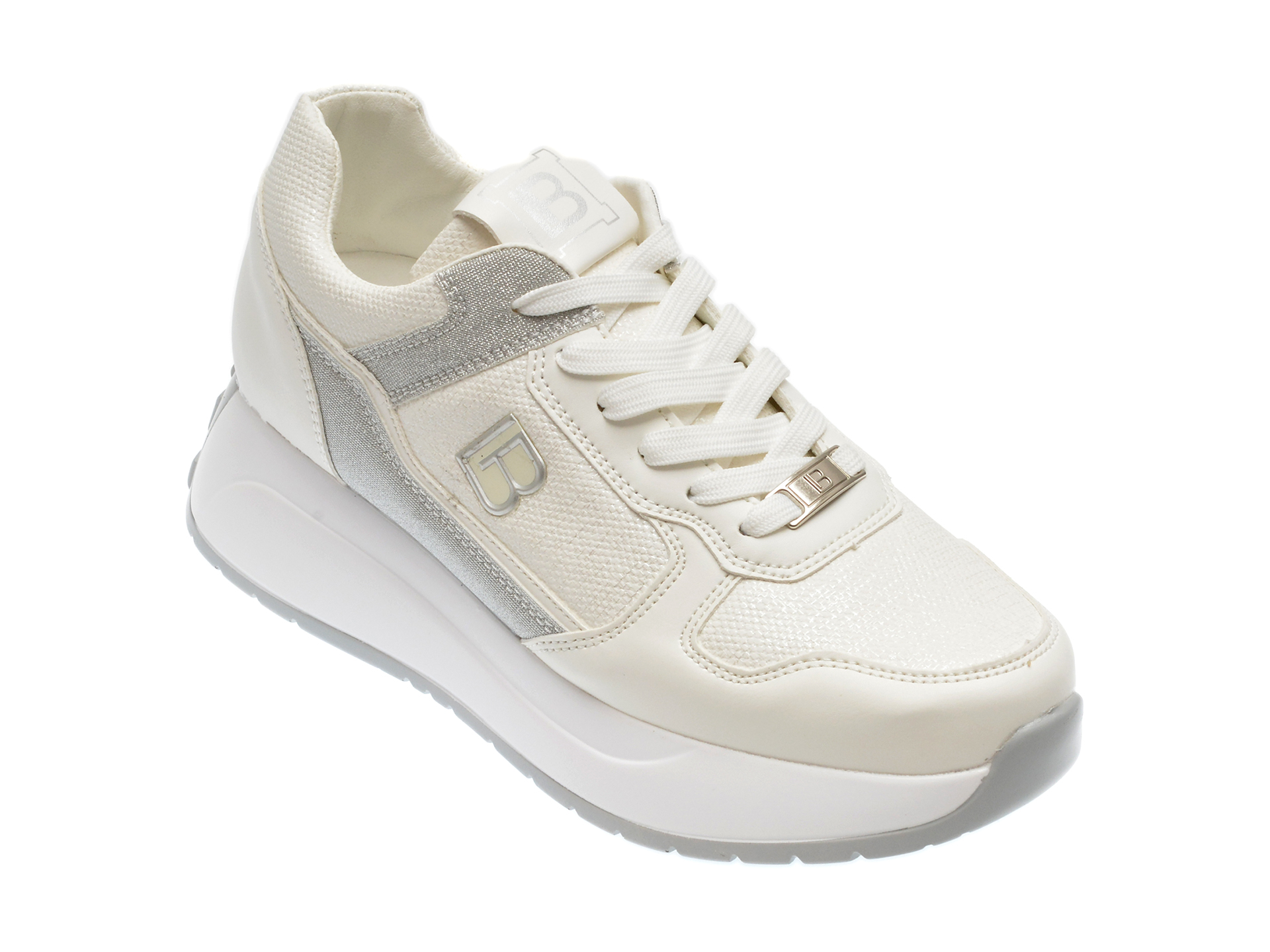 Pantofi sport LAURA BIAGIOTTI albi, 8412, din material textil