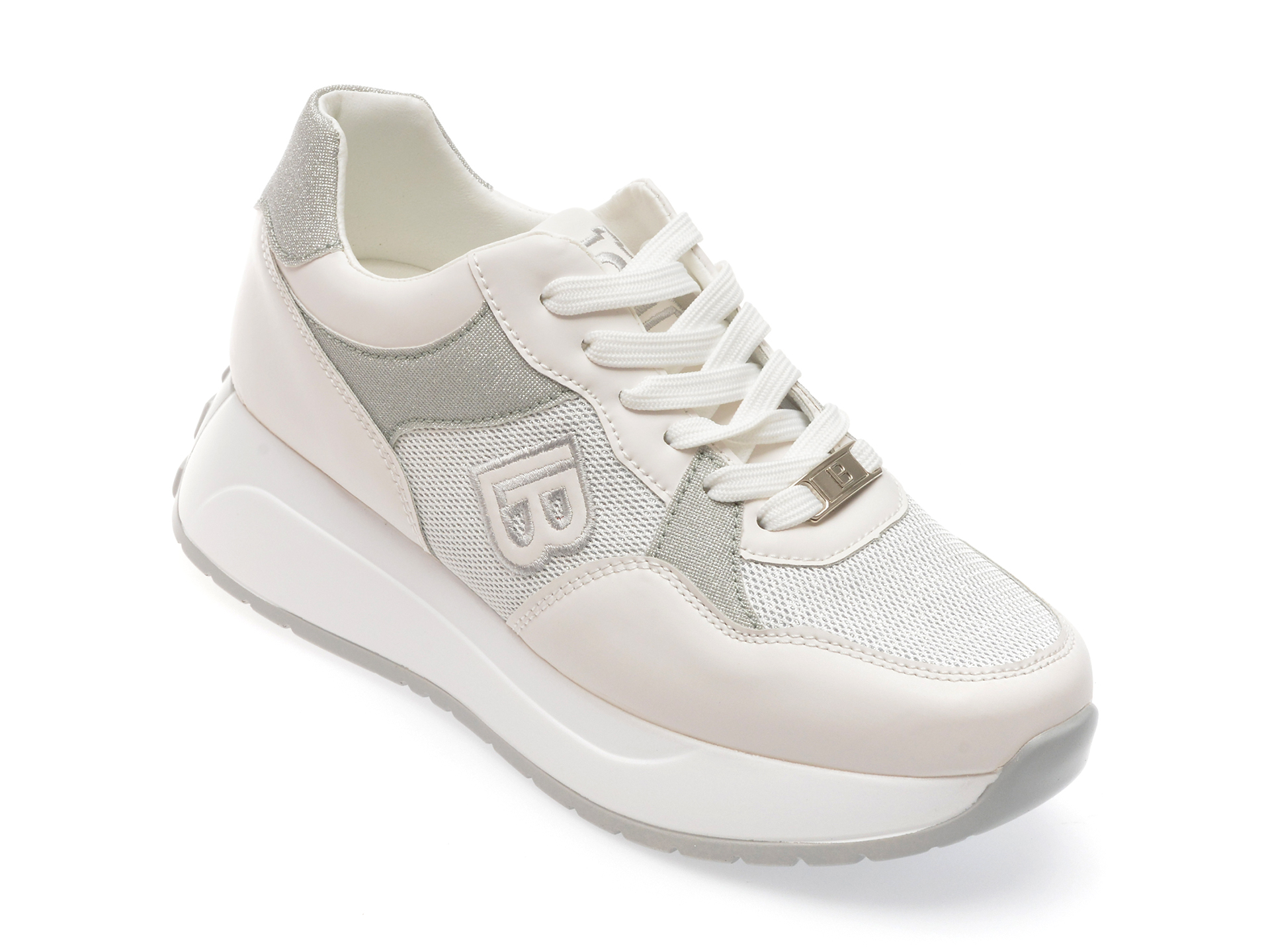 Pantofi sport LAURA BIAGIOTTI albi, 8414, din material textil