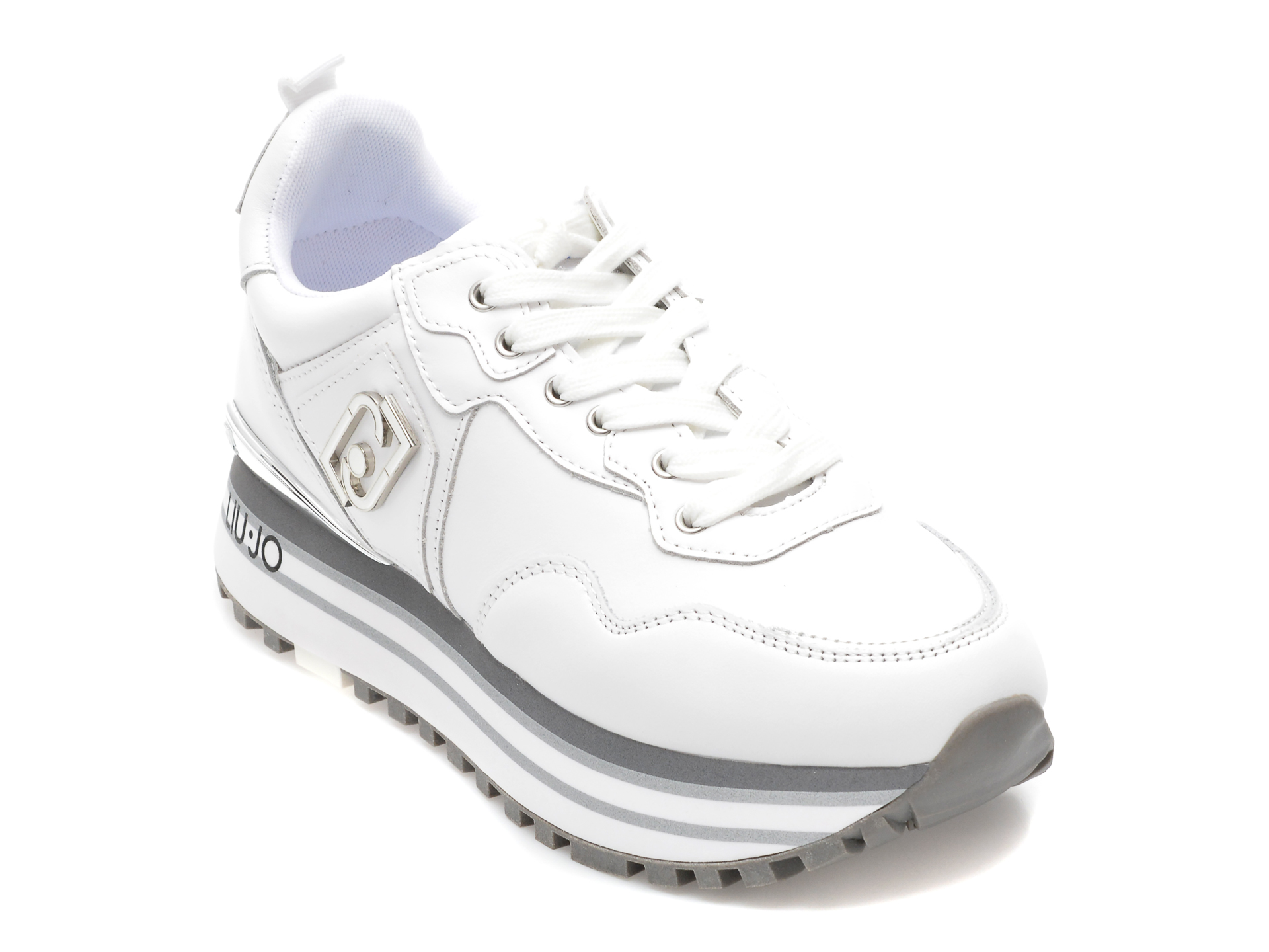 Pantofi sport LIU JO albi, MAXWO01, din piele naturala /femei/pantofi imagine noua