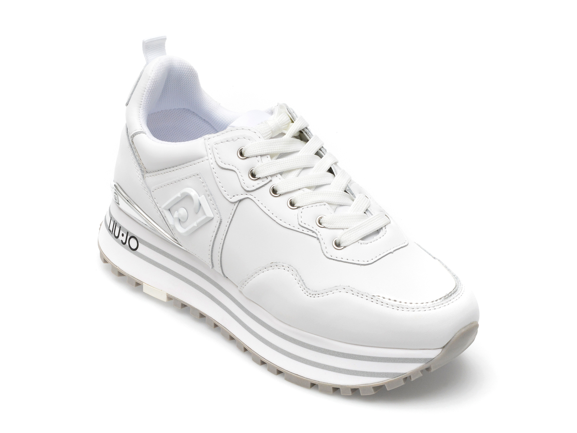 Pantofi sport LIU JO albi, MAXWO01, din piele naturala si piele ecologica /femei/pantofi