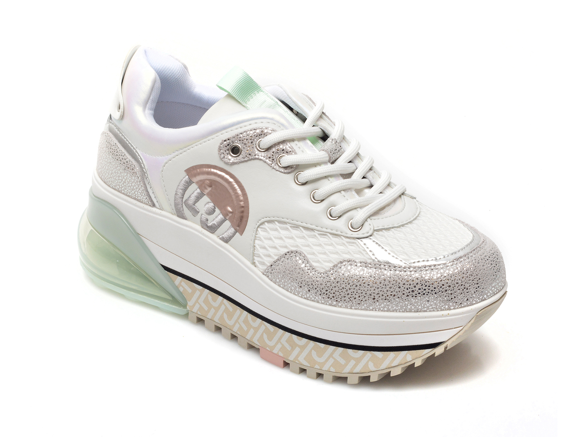 Pantofi sport LIU JO albi, MAXWOA2, din material textil si piele ecologica Liu Jo