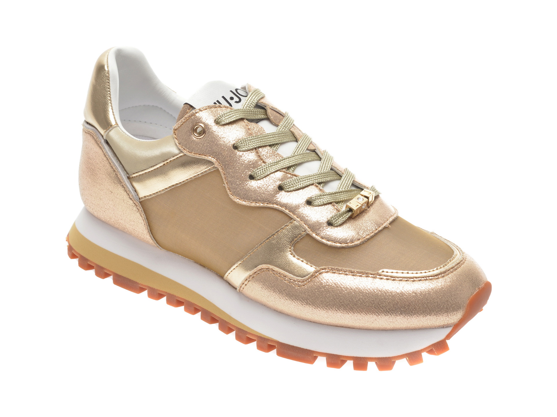 Pantofi sport LIU JO aurii, WONDER, din material textil si piele ecologica