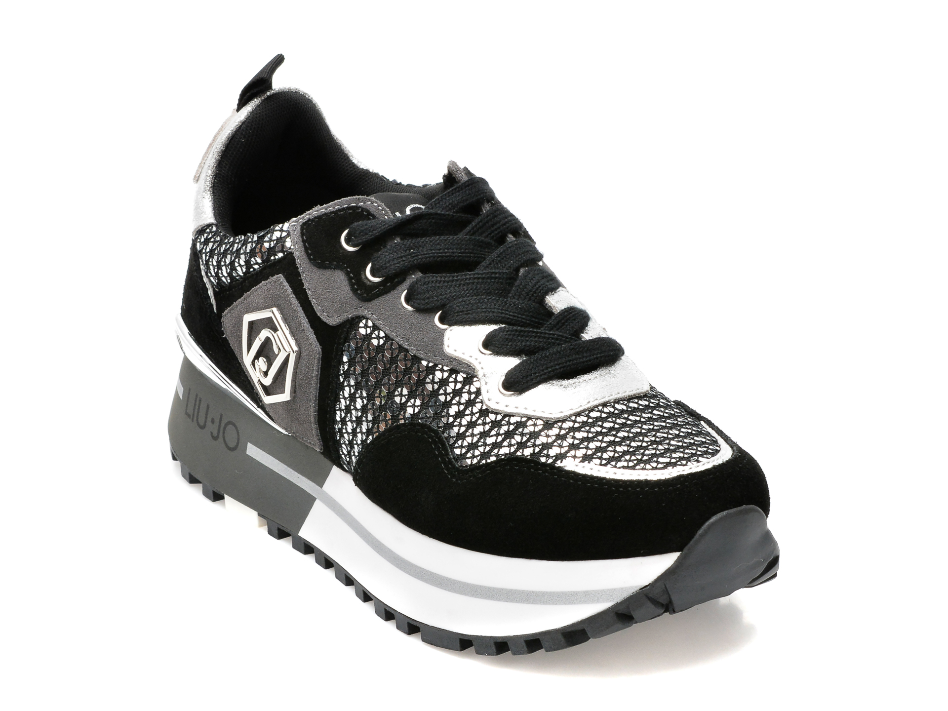 Pantofi sport LIU JO negri, MAXWO01, din material textil si piele naturala /femei/pantofi