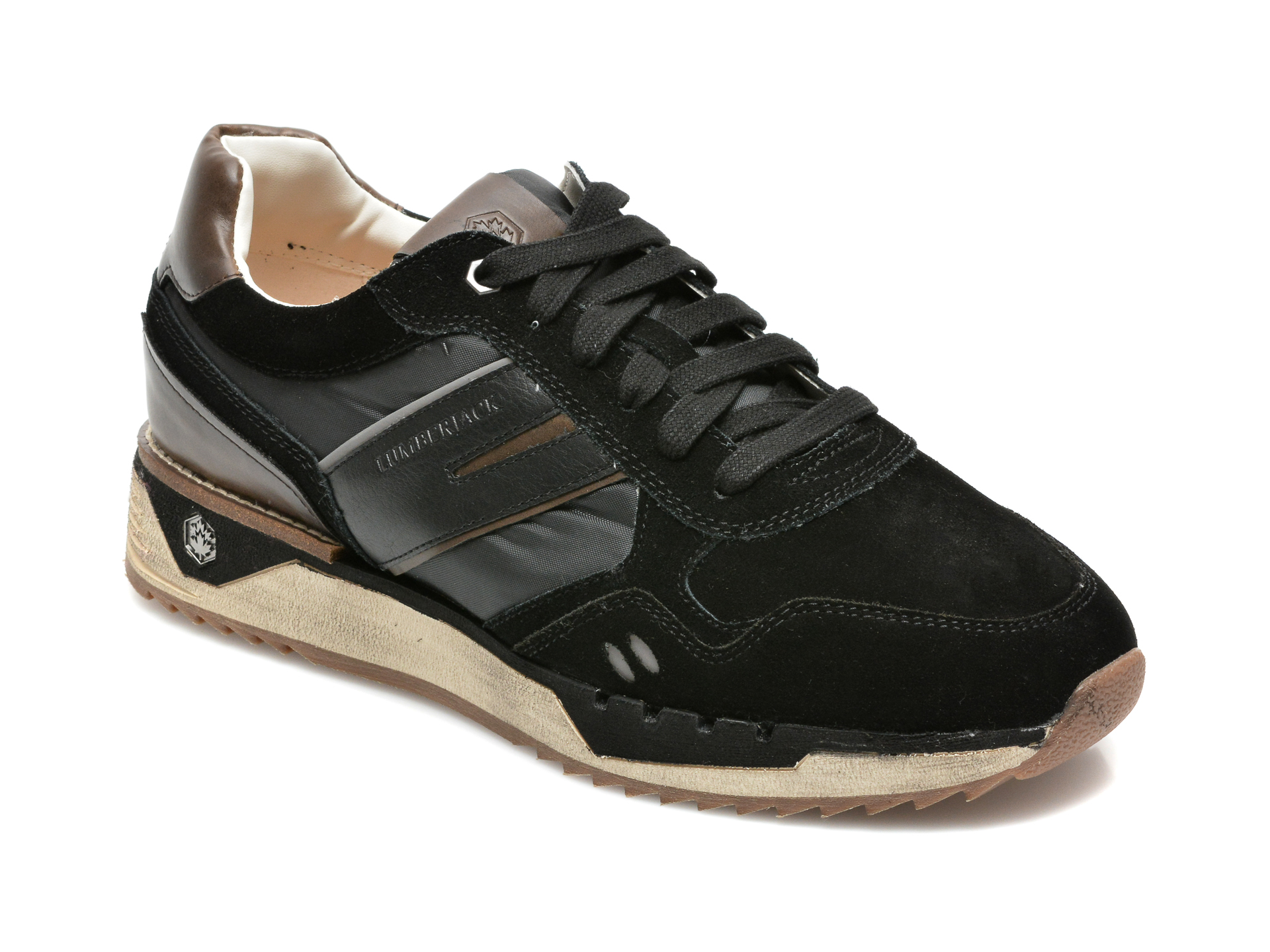 Pantofi sport LUMBERJACK negri, C101001, din material textil si piele naturala Lumberjack imagine super redus 2022