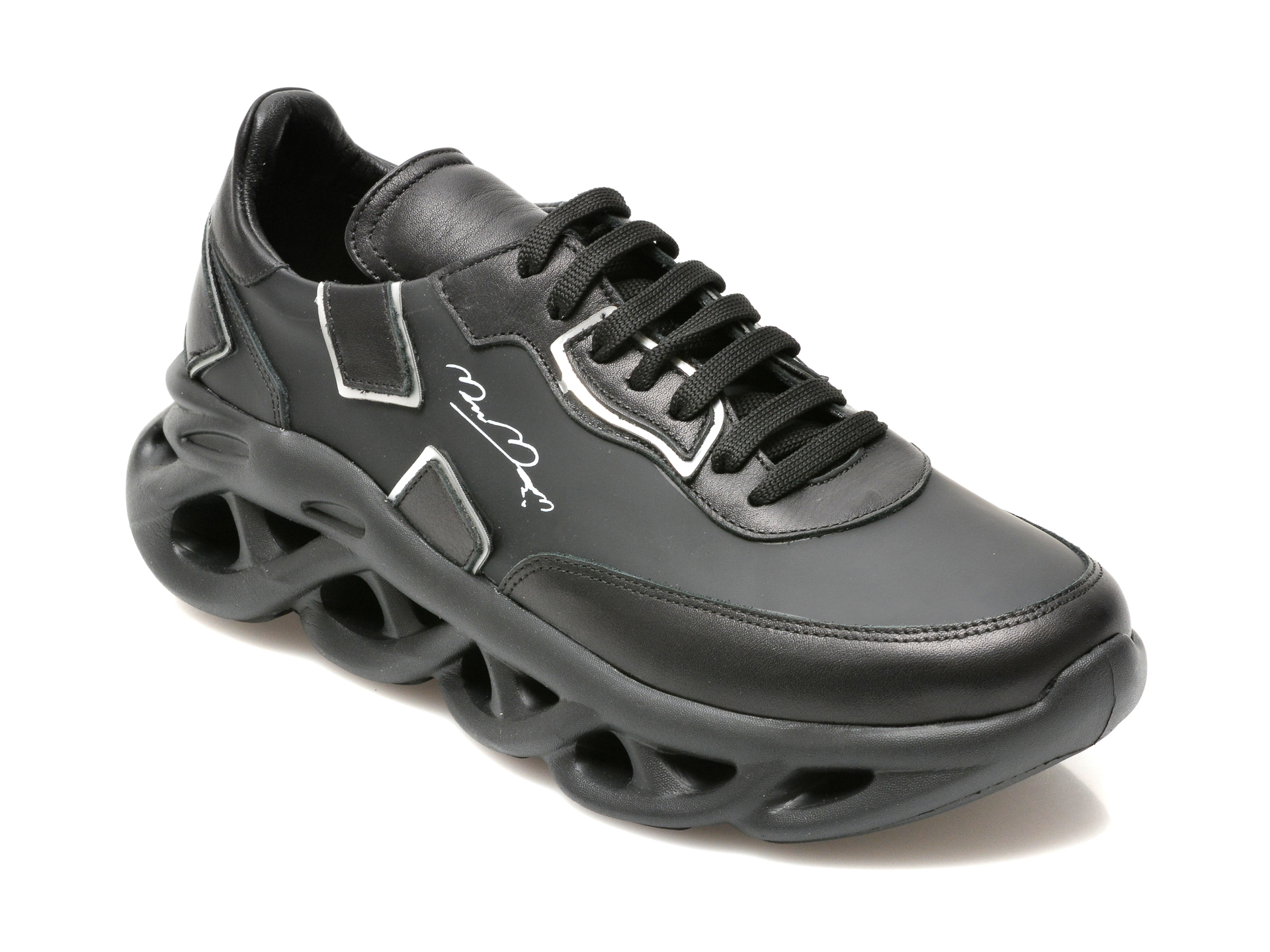 Pantofi sport M.M negri, B1, din piele naturala imagine reduceri black friday 2021 M.M