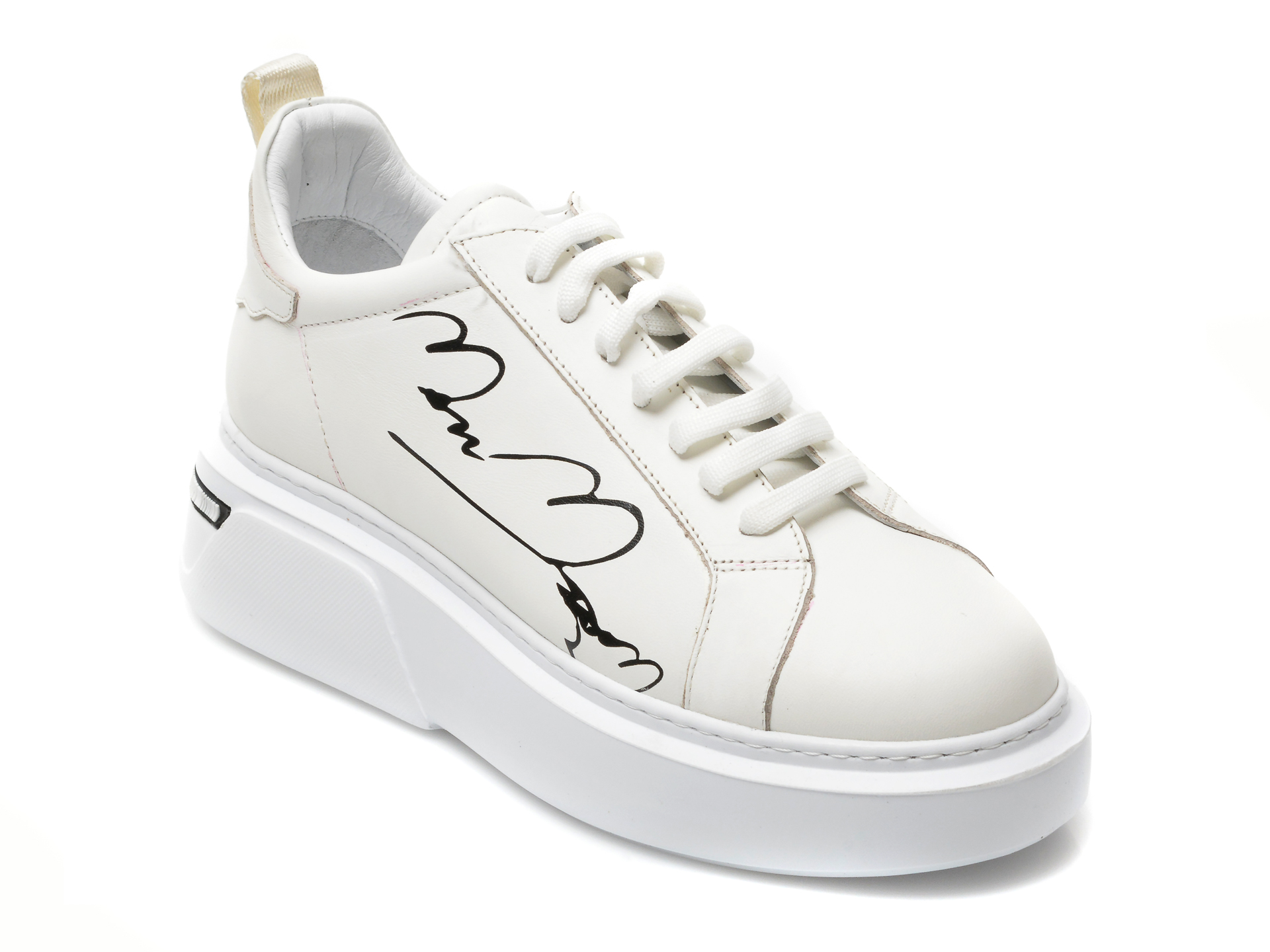 Pantofi sport MARIO MUZI albi, 229, din piele naturala MARIO MUZI imagine noua