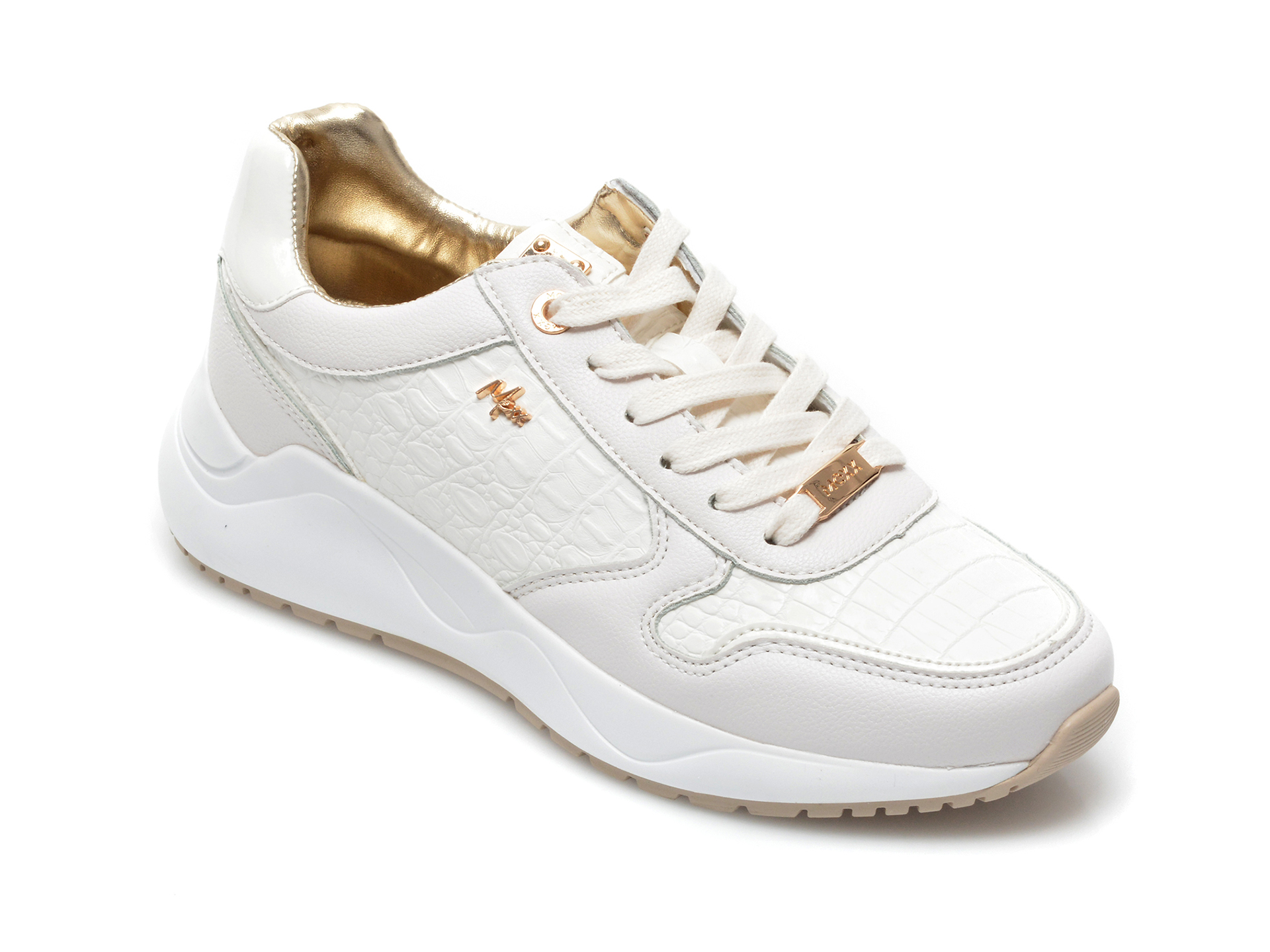 Pantofi sport MEXX albi, K0219, din piele ecologica imagine Black Friday 2021