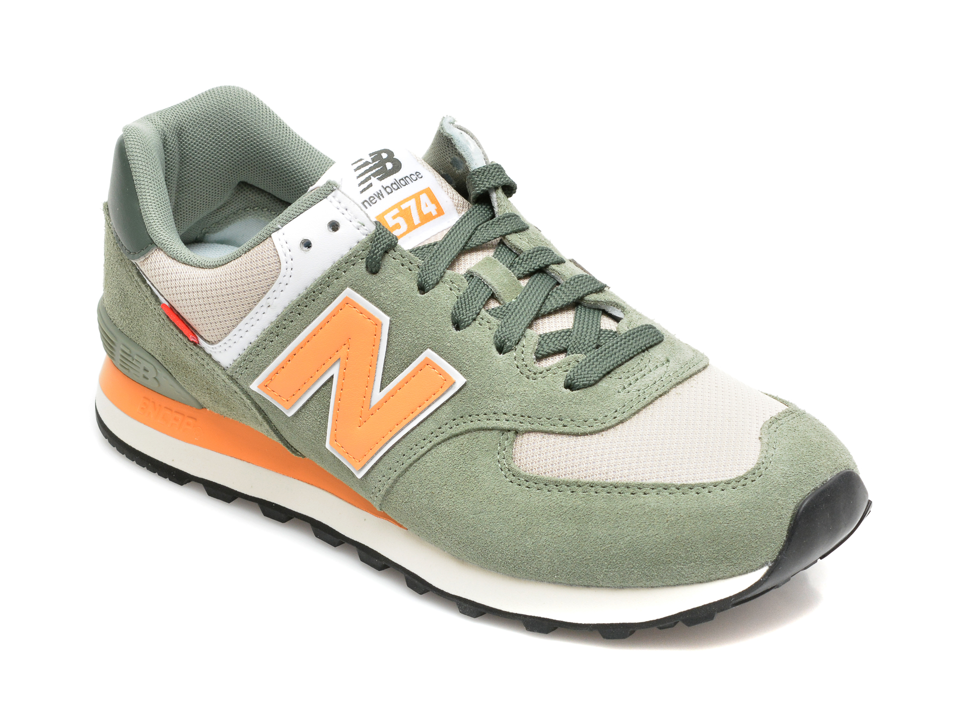 Pantofi sport NEW BALANCE kaki, ML574, din material textil si piele intoarsa