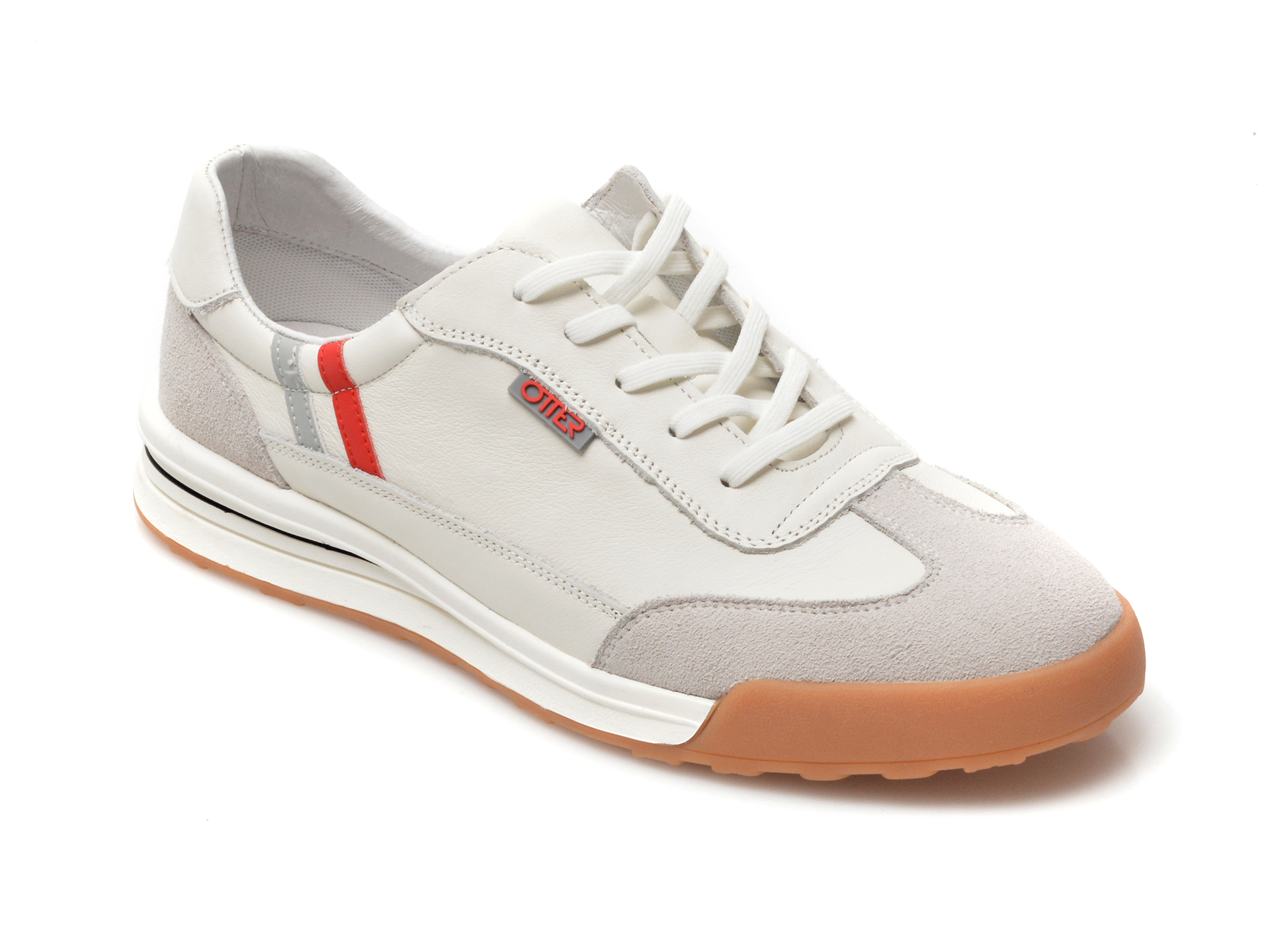 Pantofi sport OTTER albi, L17387, din piele naturala /barbati/pantofi