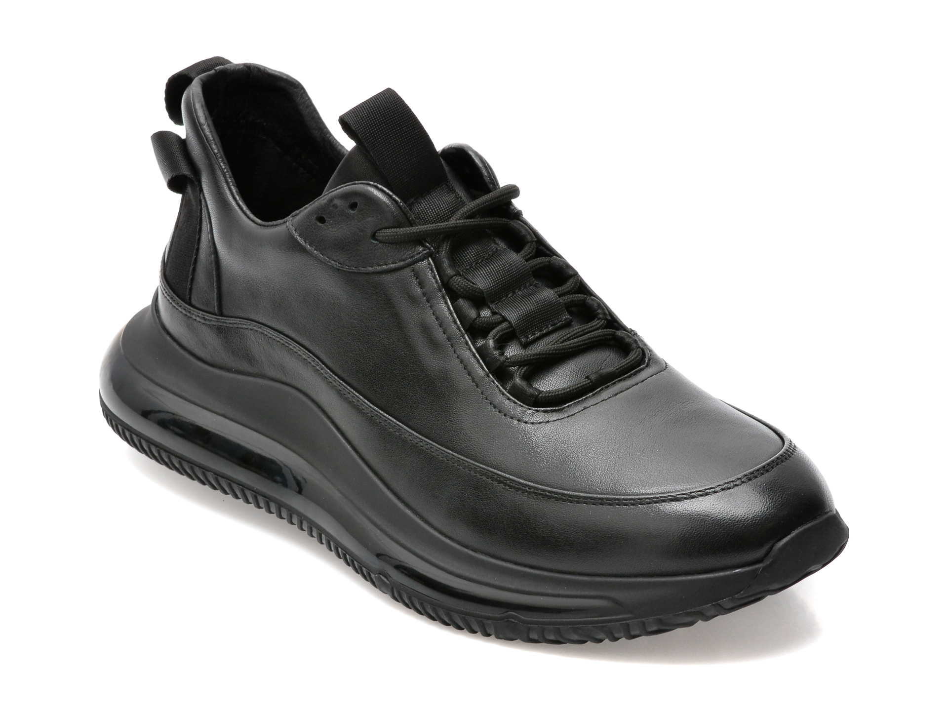 Pantofi sport OTTER negri, E600002, din piele naturala imagine reduceri black friday 2021 /barbati/pantofi