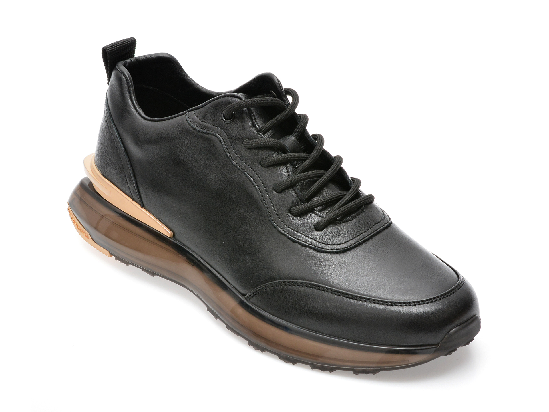 Pantofi sport OTTER negri, EY9383, din piele naturala /barbati/pantofi imagine noua