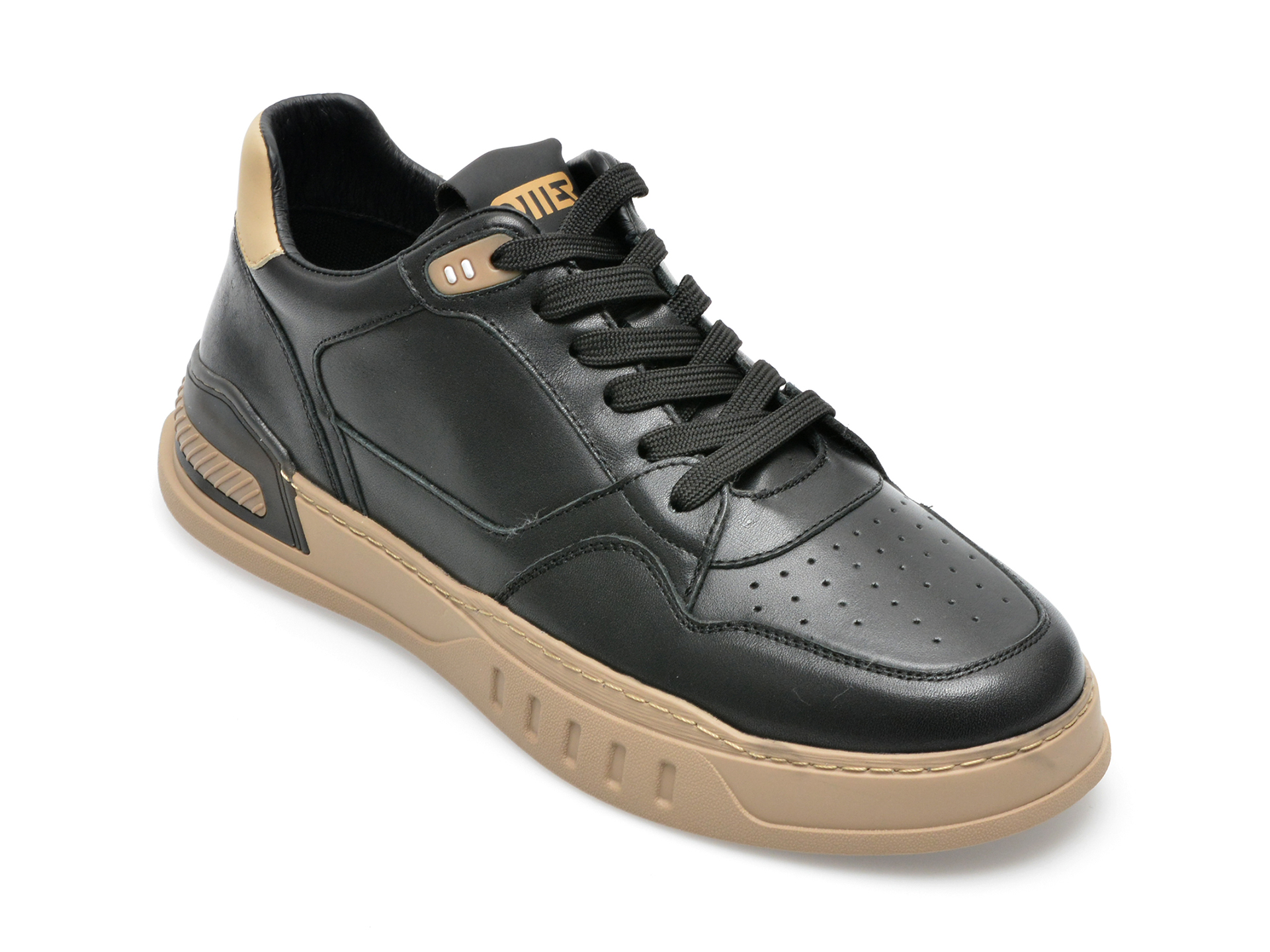 Pantofi sport OTTER negri, F032, din piele naturala /barbati/pantofi