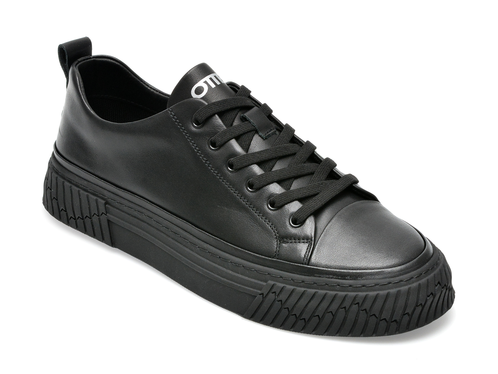 Pantofi sport OTTER negri, F035, din piele naturala /barbati/pantofi