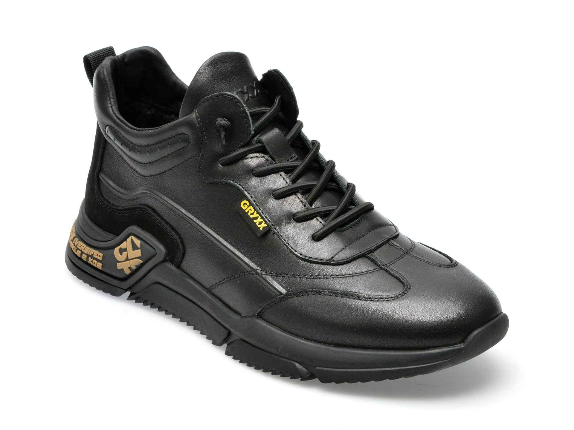 Pantofi sport OTTER negri, J200006, din piele naturala /barbati/pantofi imagine noua