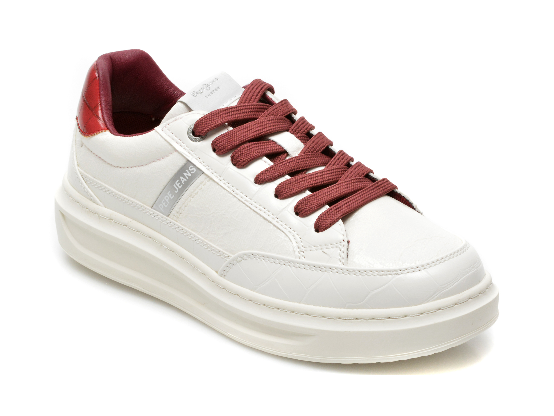 Pantofi sport PEPE JEANS albi, LS31194, din piele ecologica otter.ro