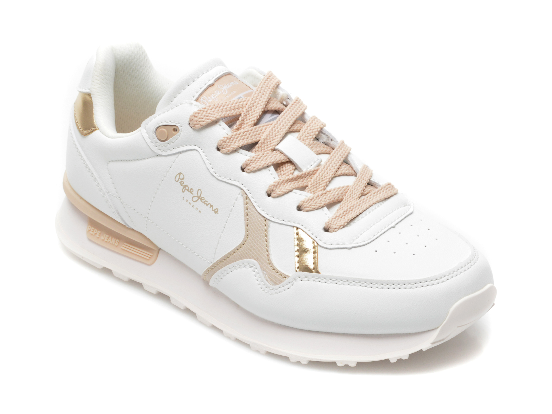 Pantofi sport PEPE JEANS albi, LS31281, din piele ecologica