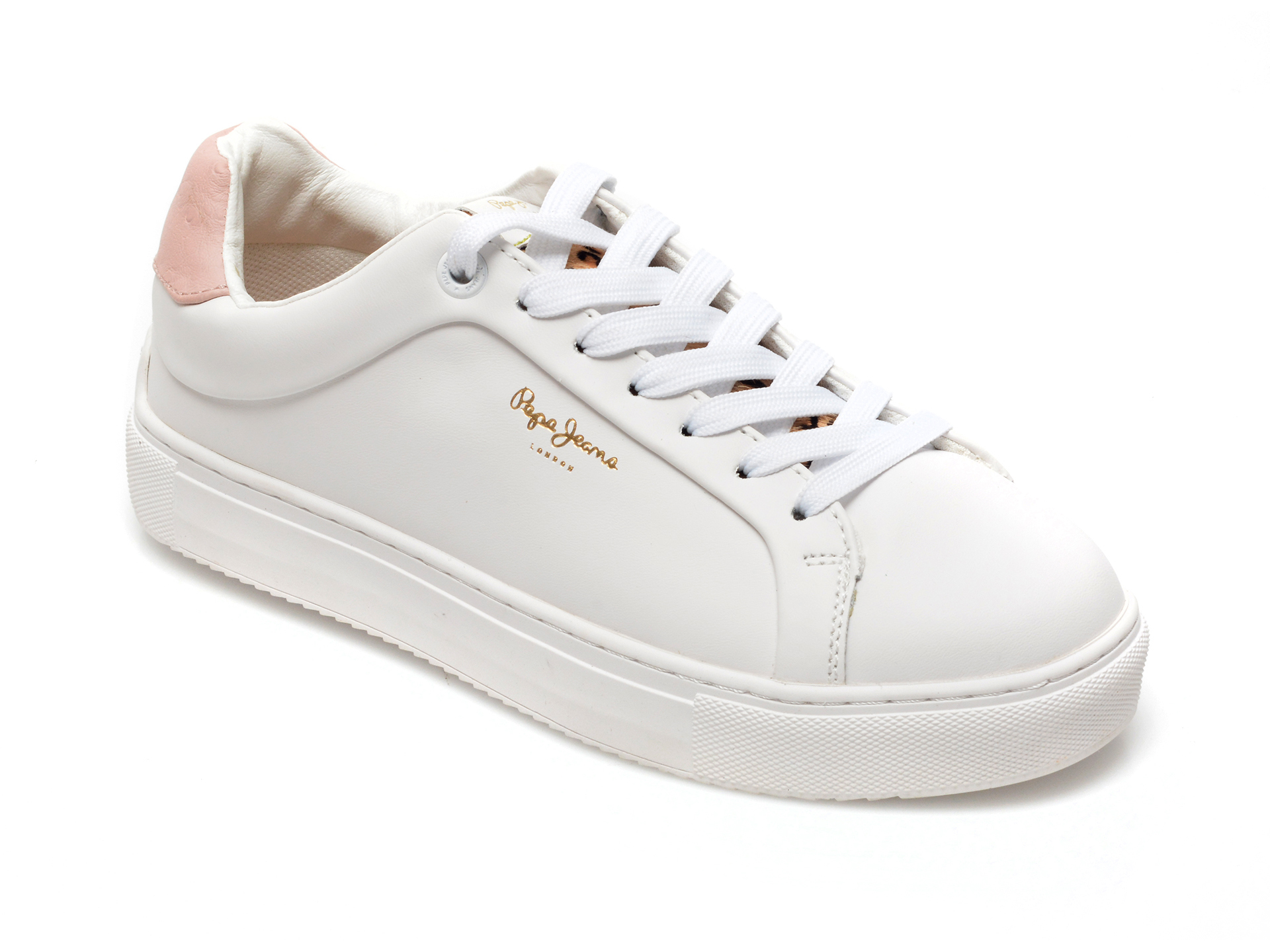 Pantofi sport PEPE JEANS albi, LS31310, din piele naturala