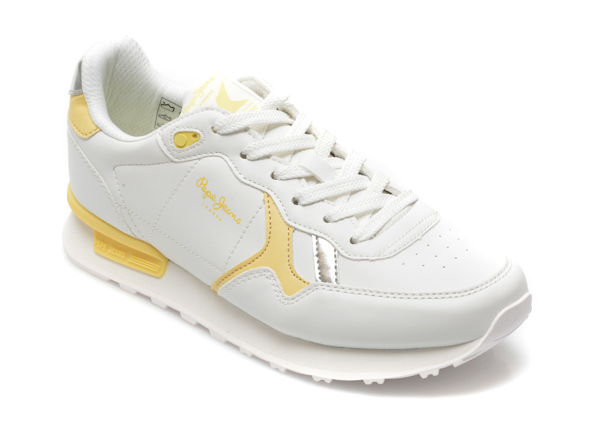 Pantofi sport PEPE JEANS albi, LS31323, din piele ecologica otter.ro