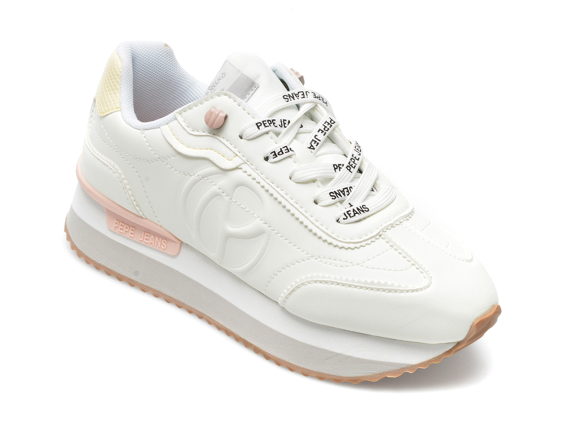 Pantofi sport PEPE JEANS albi, LS31364, din piele ecologica /femei/pantofi imagine noua