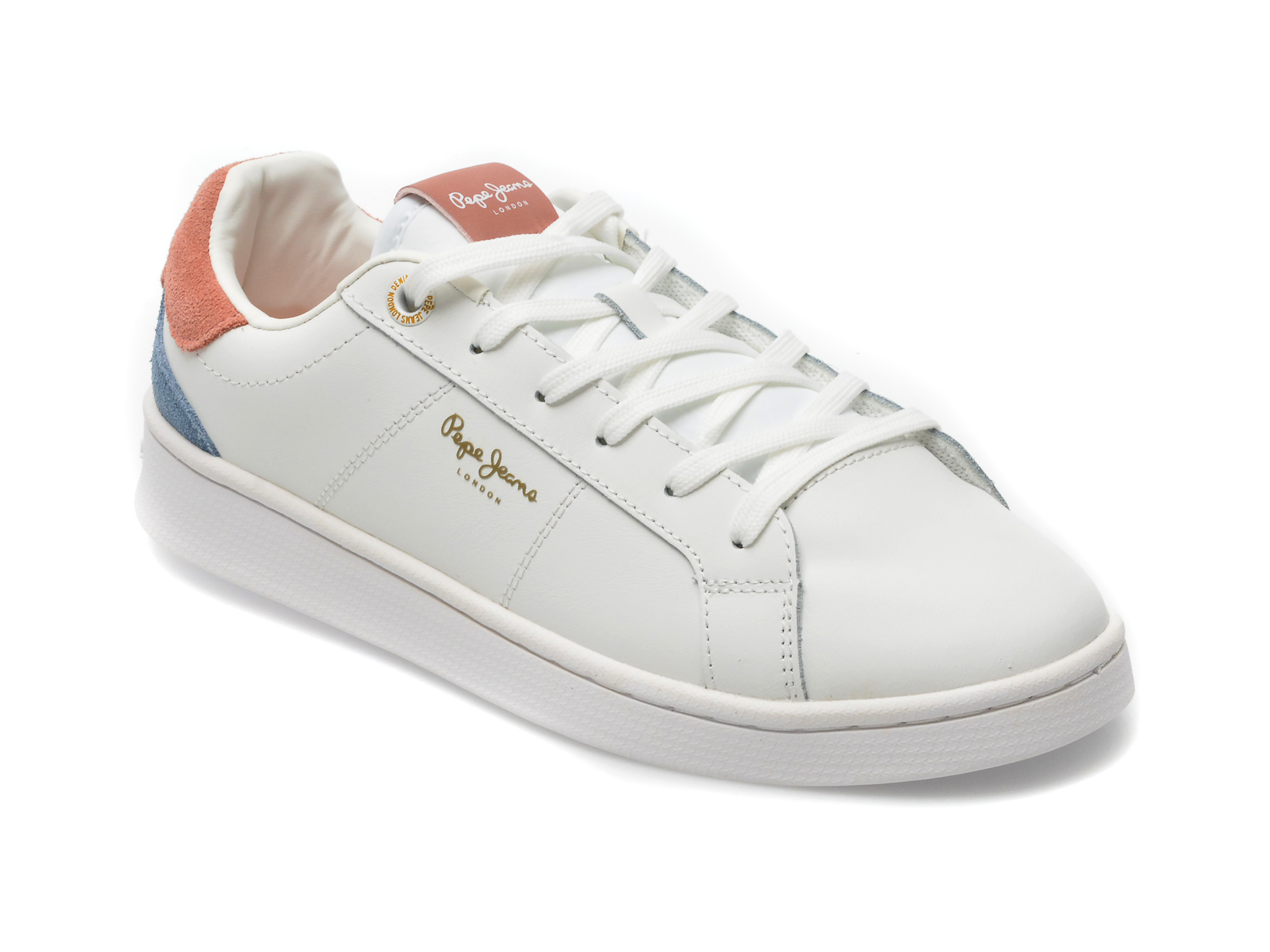 Pantofi sport PEPE JEANS albi, LS31467, din piele ecologica /femei/pantofi
