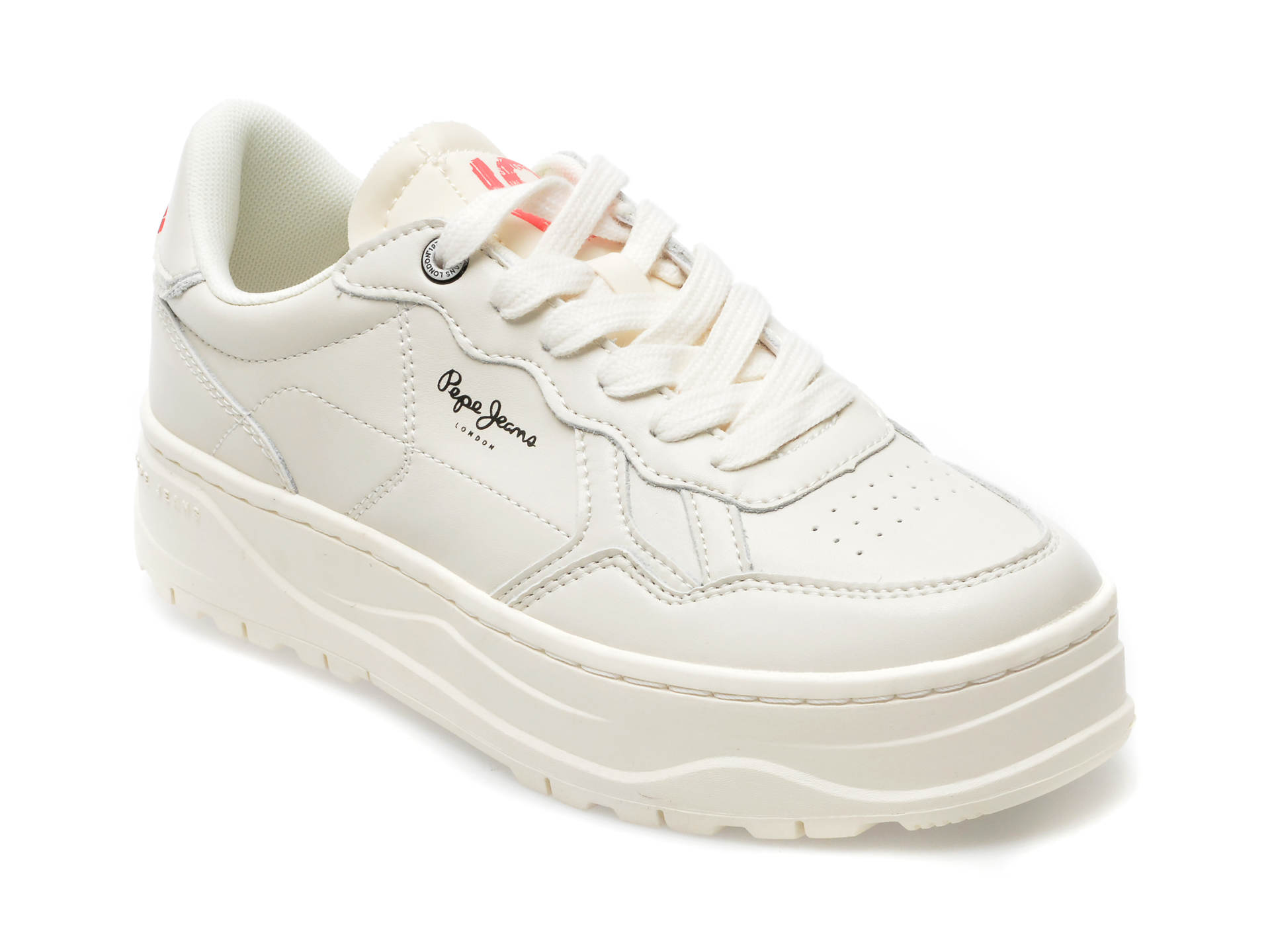 Pantofi sport PEPE JEANS albi, LS31473, din piele naturala /femei/pantofi imagine super redus 2022