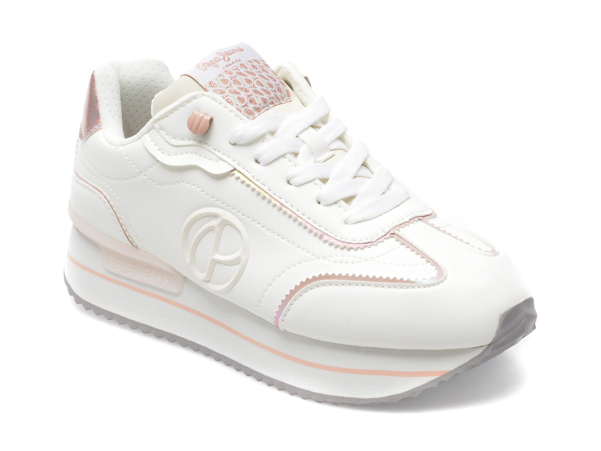 Pantofi sport PEPE JEANS albi, LS31479, din piele ecologica /femei/pantofi Femei