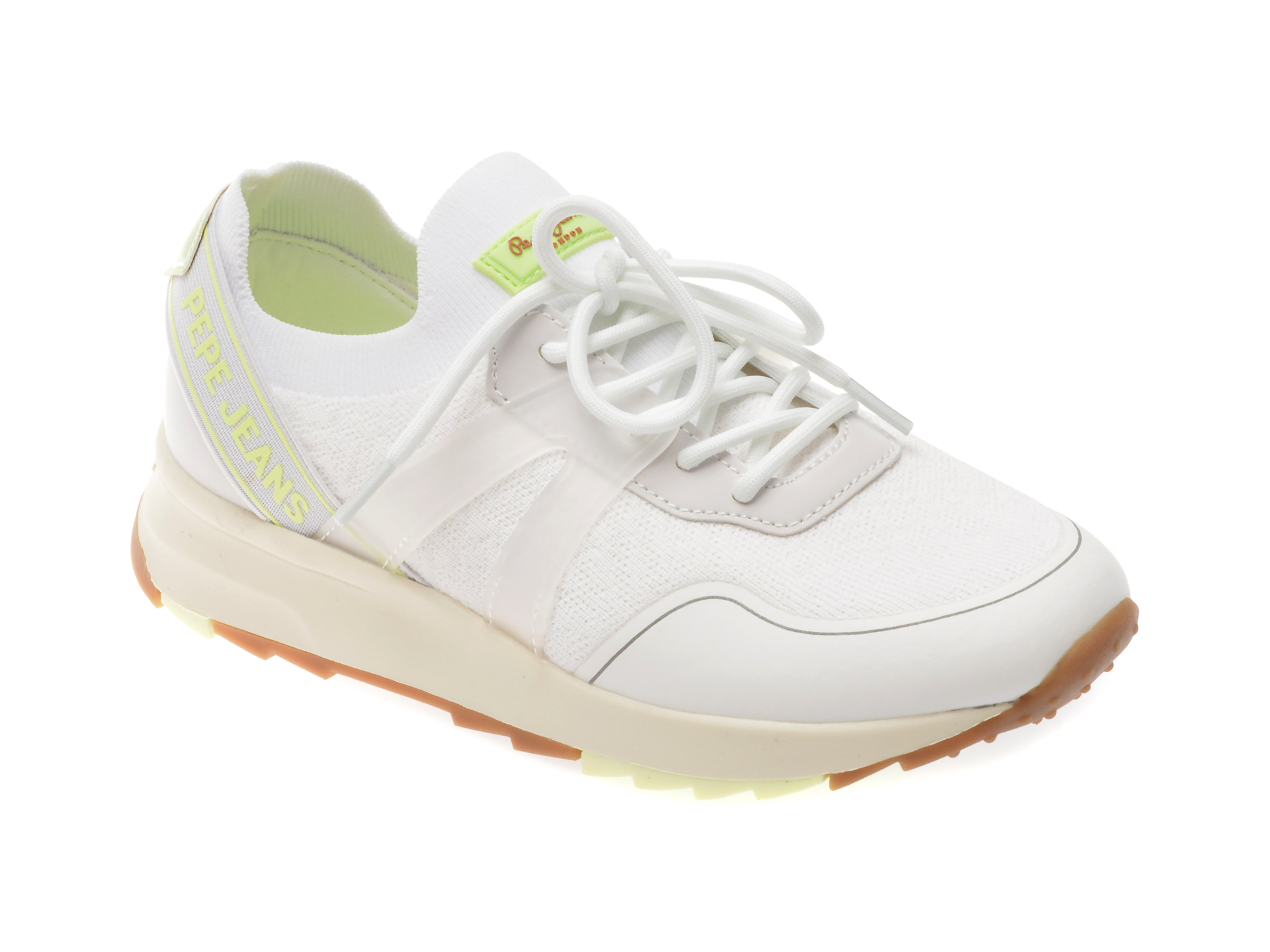 Pantofi sport PEPE JEANS albi, LS60001, din material textil