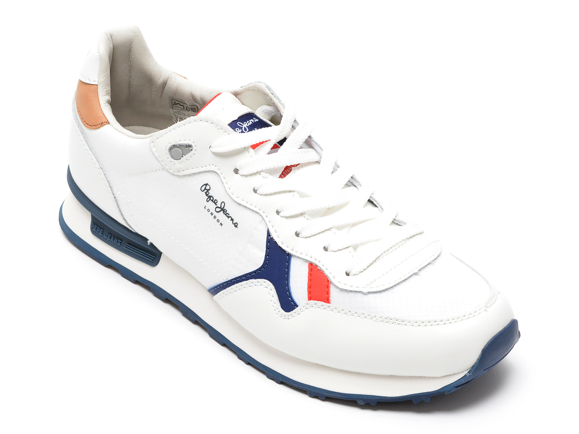 Pantofi sport PEPE JEANS albi, MS30805, din material textil si piele naturala otter.ro