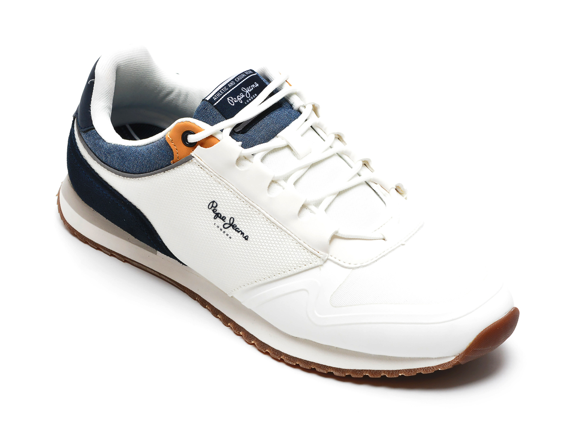 Pantofi sport PEPE JEANS albi, MS30834, din material textil si piele naturala otter.ro