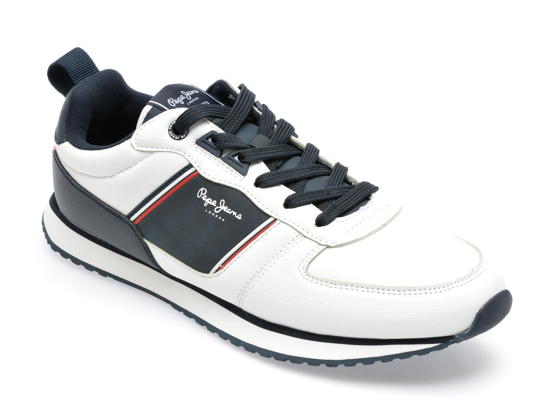 Pantofi sport PEPE JEANS albi, MS30882, din piele ecologica si material textil /barbati/pantofi