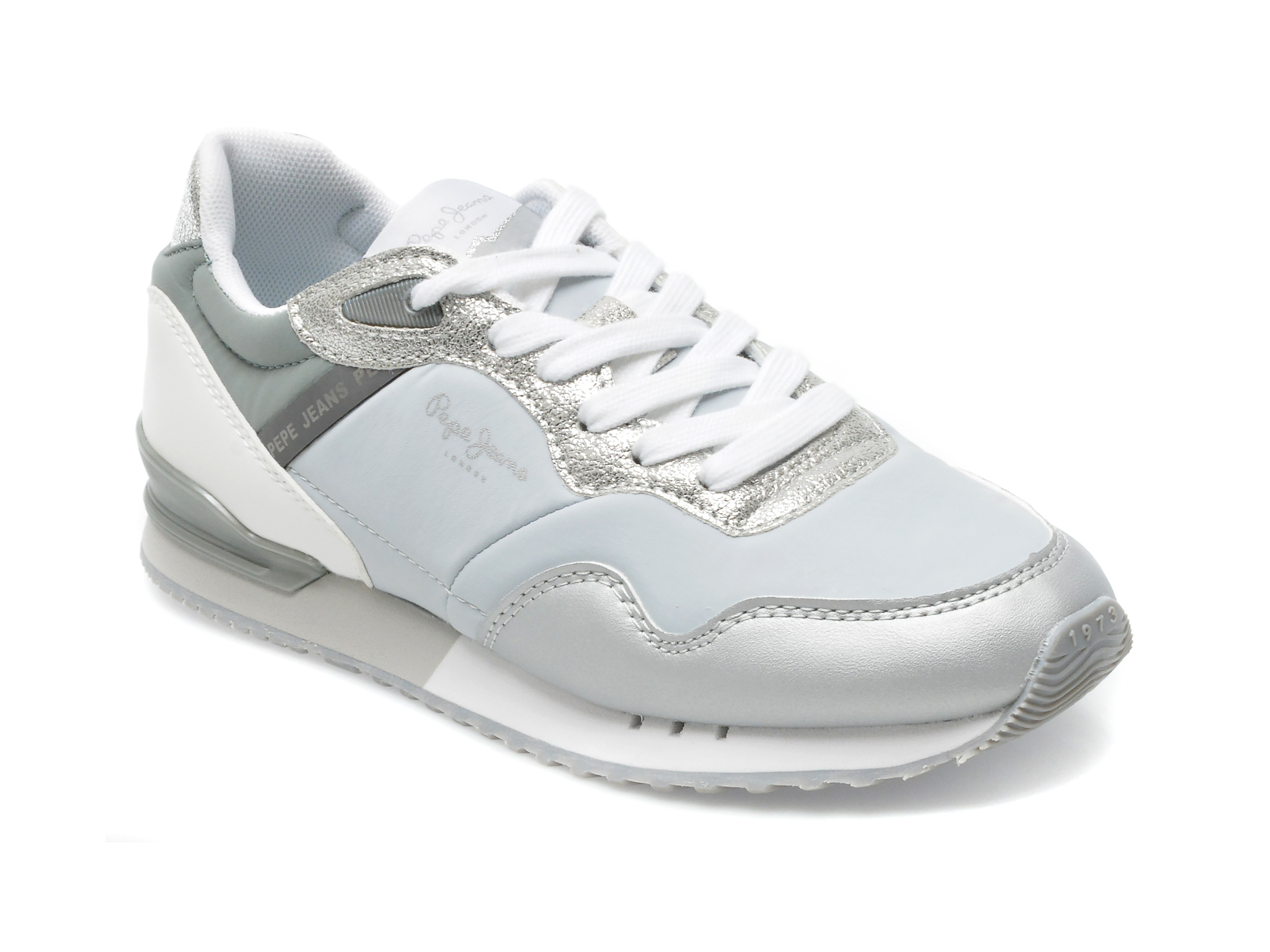 Pantofi sport PEPE JEANS argintii, LS31463, din material textil si piele ecologica /femei/pantofi imagine noua