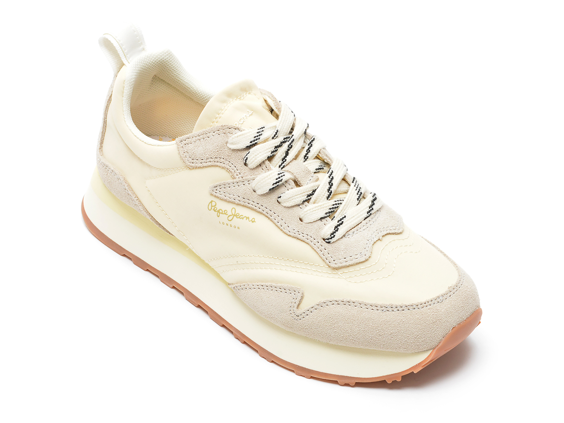 Pantofi sport PEPE JEANS bej, LS31329, din material textil si piele intoarsa otter.ro