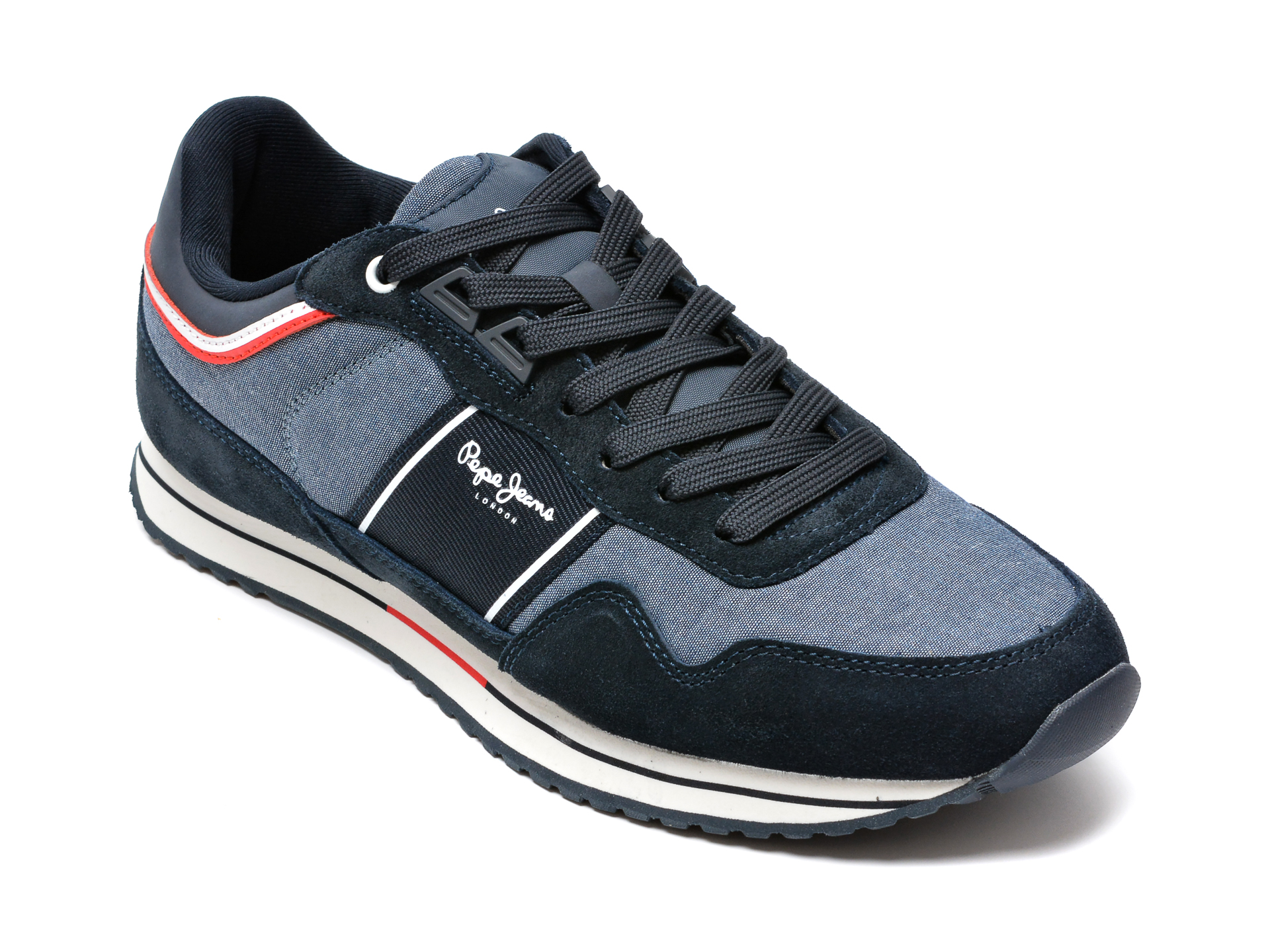 Pantofi sport PEPE JEANS bleumarin, MS30798, din material textil si piele naturala imagine reduceri black friday 2021 /barbati/pantofi