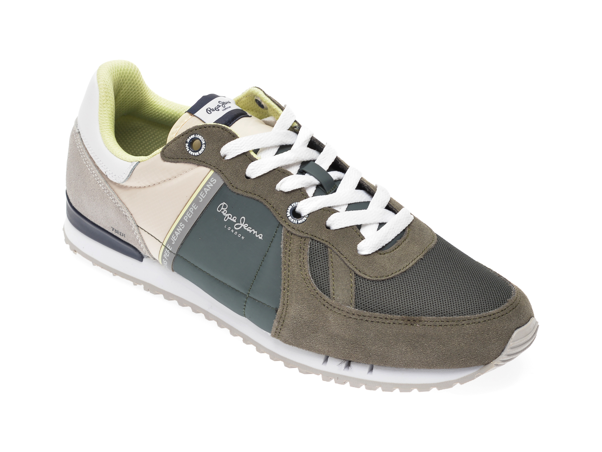 Pantofi sport PEPE JEANS kaki, MS30612, din material textil si piele intoarsa