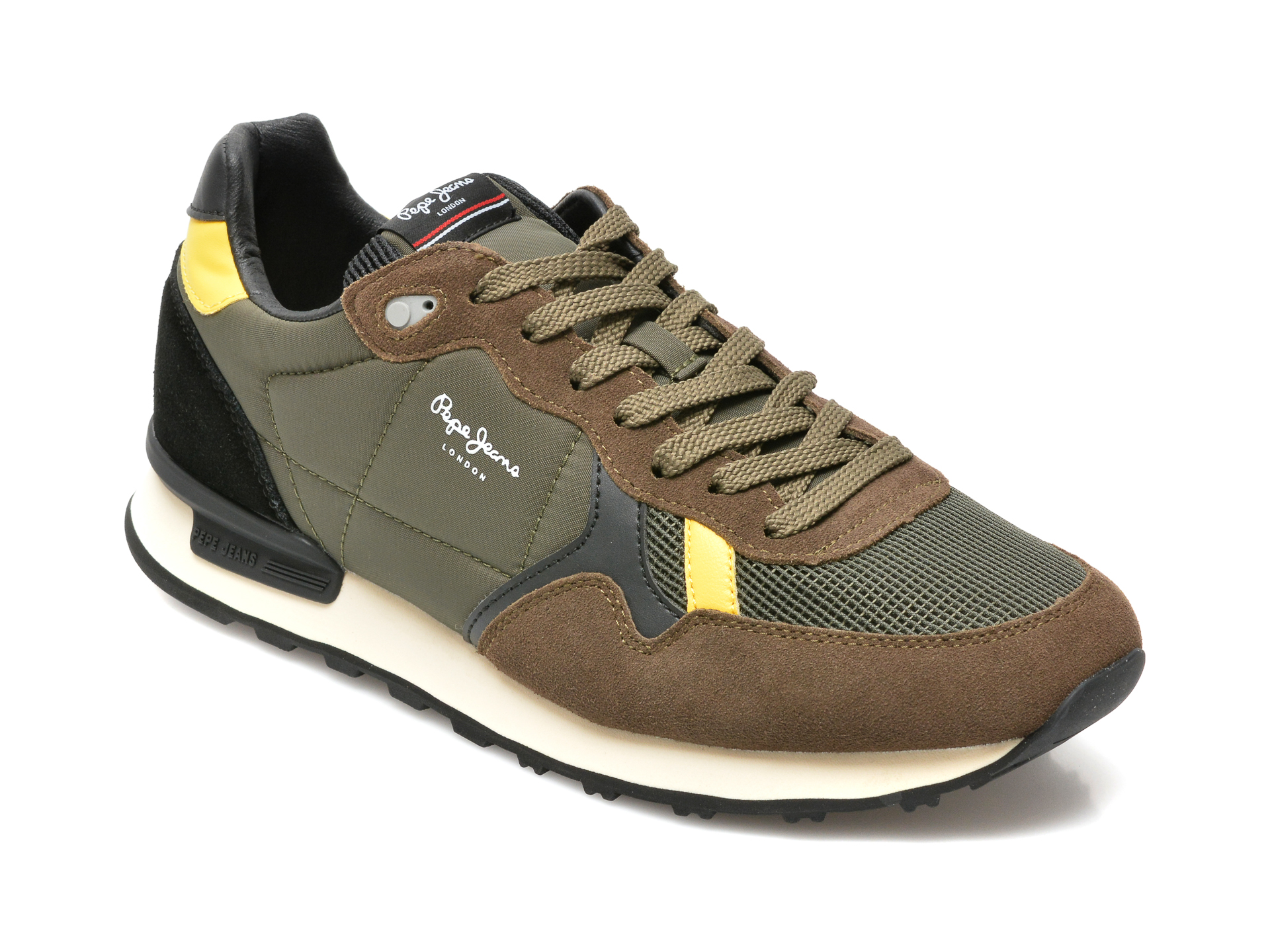 Pantofi sport PEPE JEANS kaki, MS30754, din material textil si piele intoarsa otter.ro imagine super redus 2022