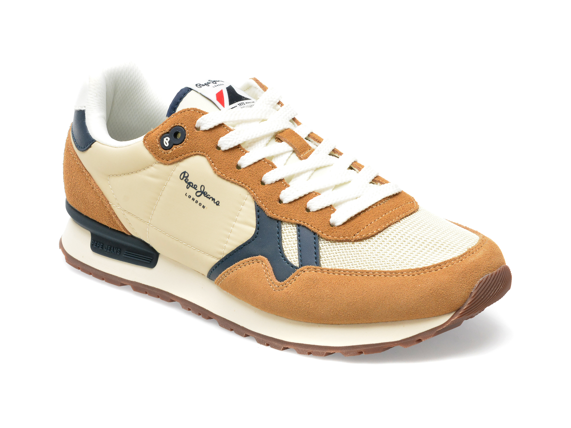 Pantofi sport PEPE JEANS maro, MS30924, din material textil si piele intoarsa /barbati/pantofi imagine noua