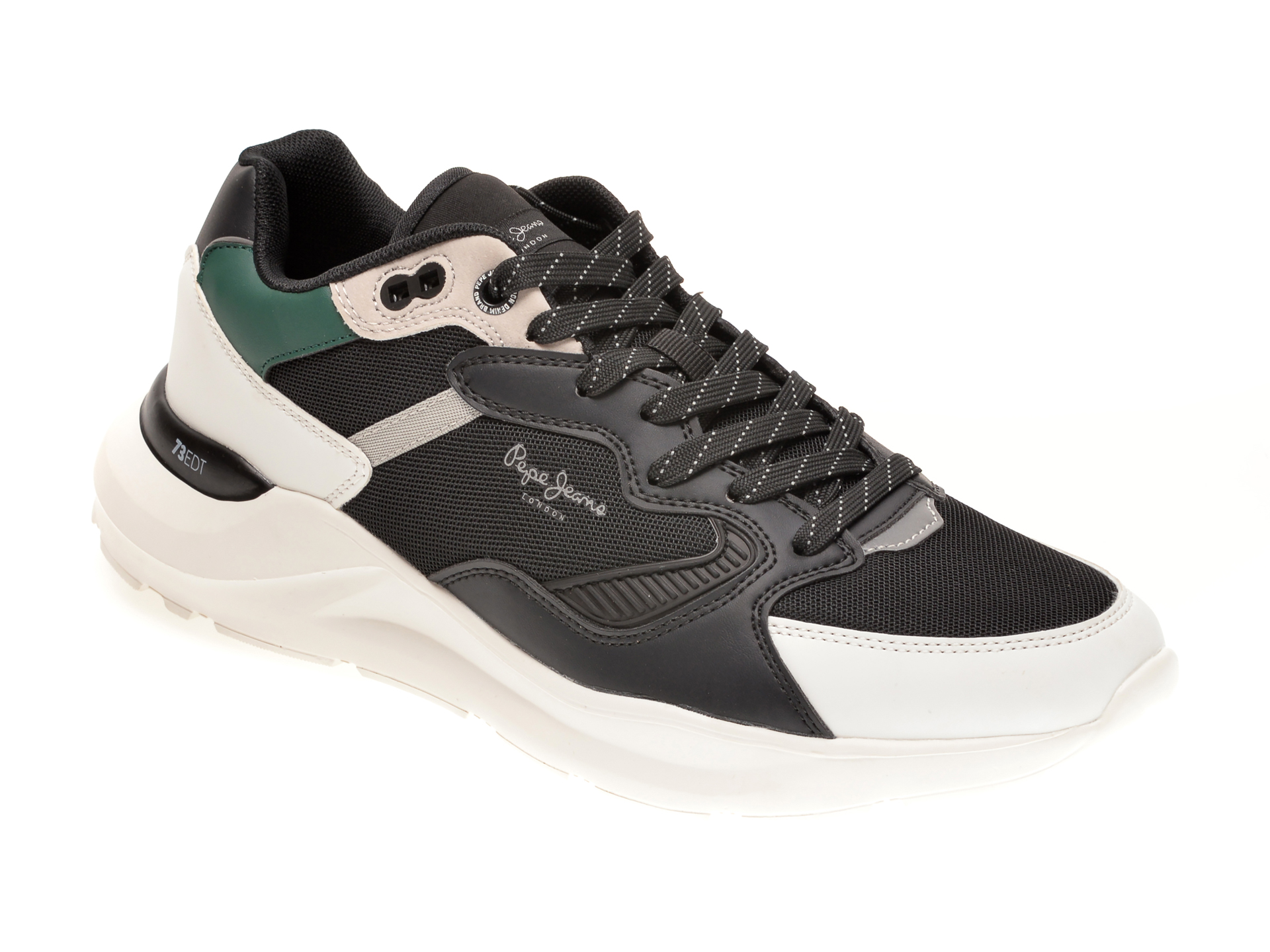 Pantofi sport PEPE JEANS negri, MS30665, din material textil si piele ecologica New