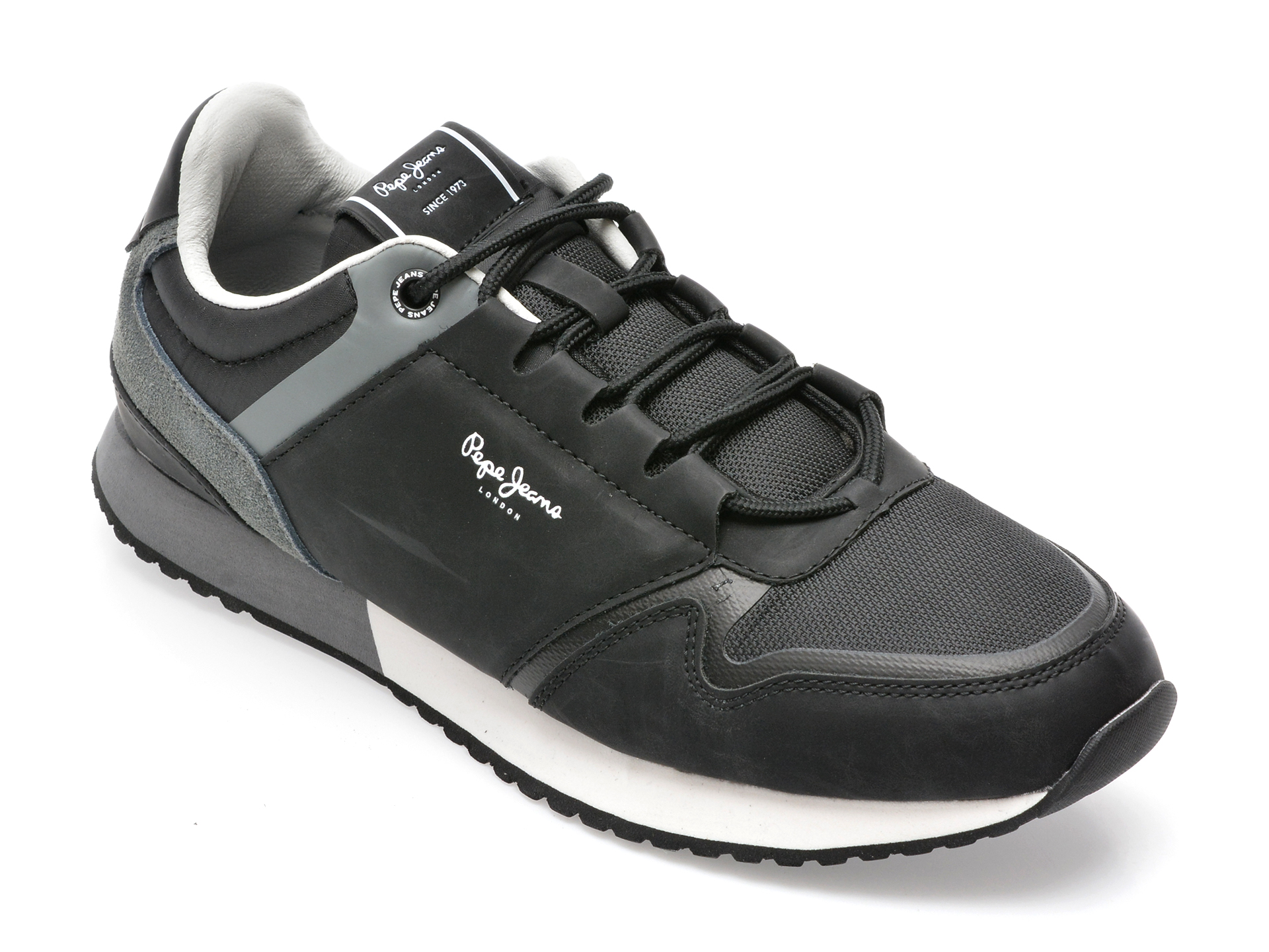 Pantofi sport PEPE JEANS negri, MS30884, din piele ecologica si material textil /barbati/pantofi