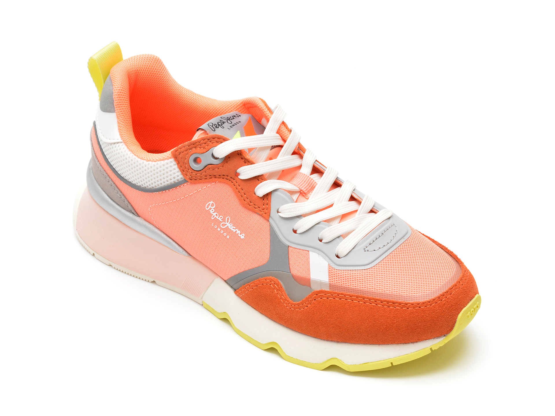 Pantofi sport PEPE JEANS portocalii, LS31348, din material textil si piele naturala /femei/pantofi imagine noua