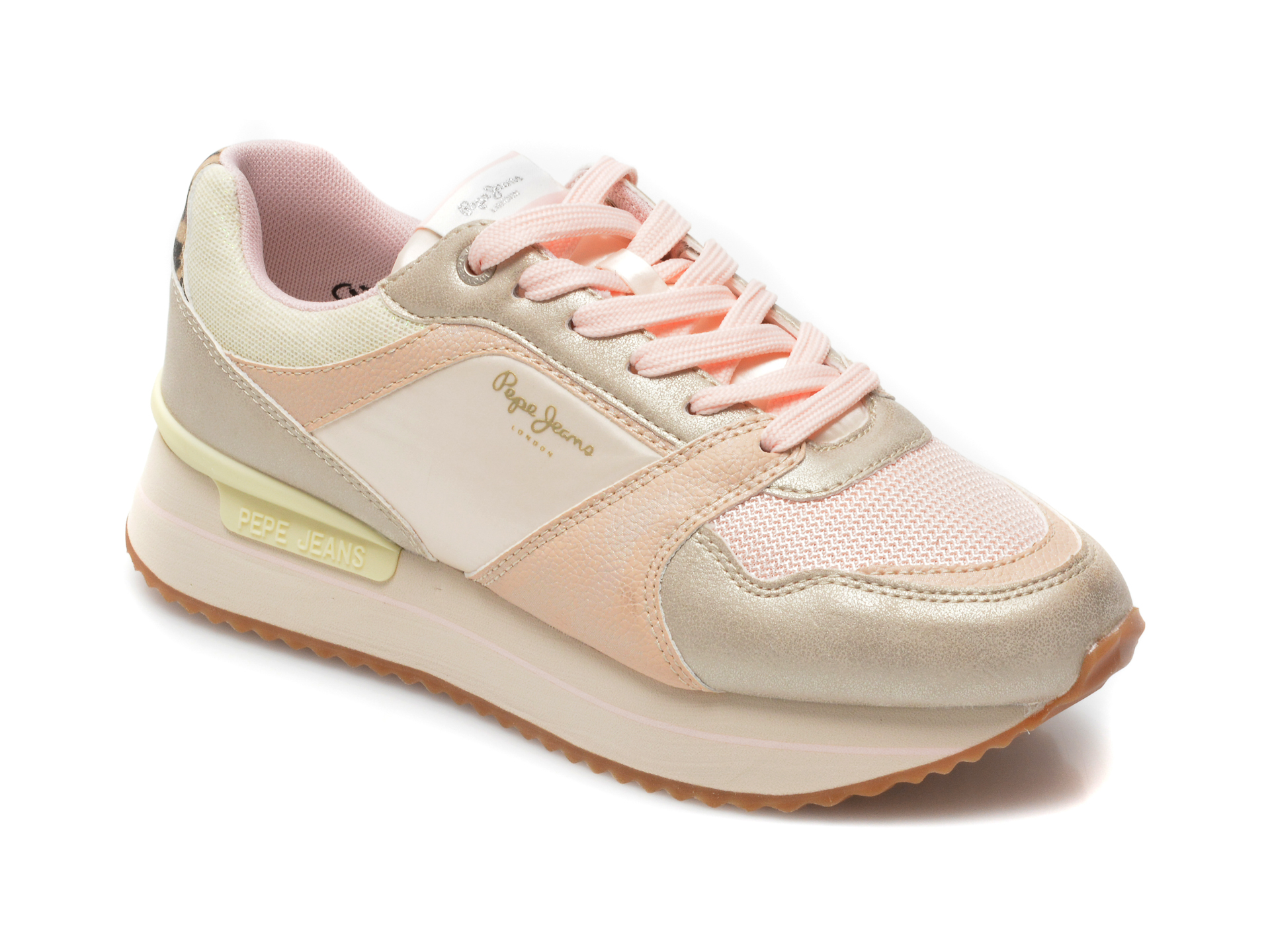 Pantofi sport PEPE JEANS roz, 3118999, din material textil si piele naturala