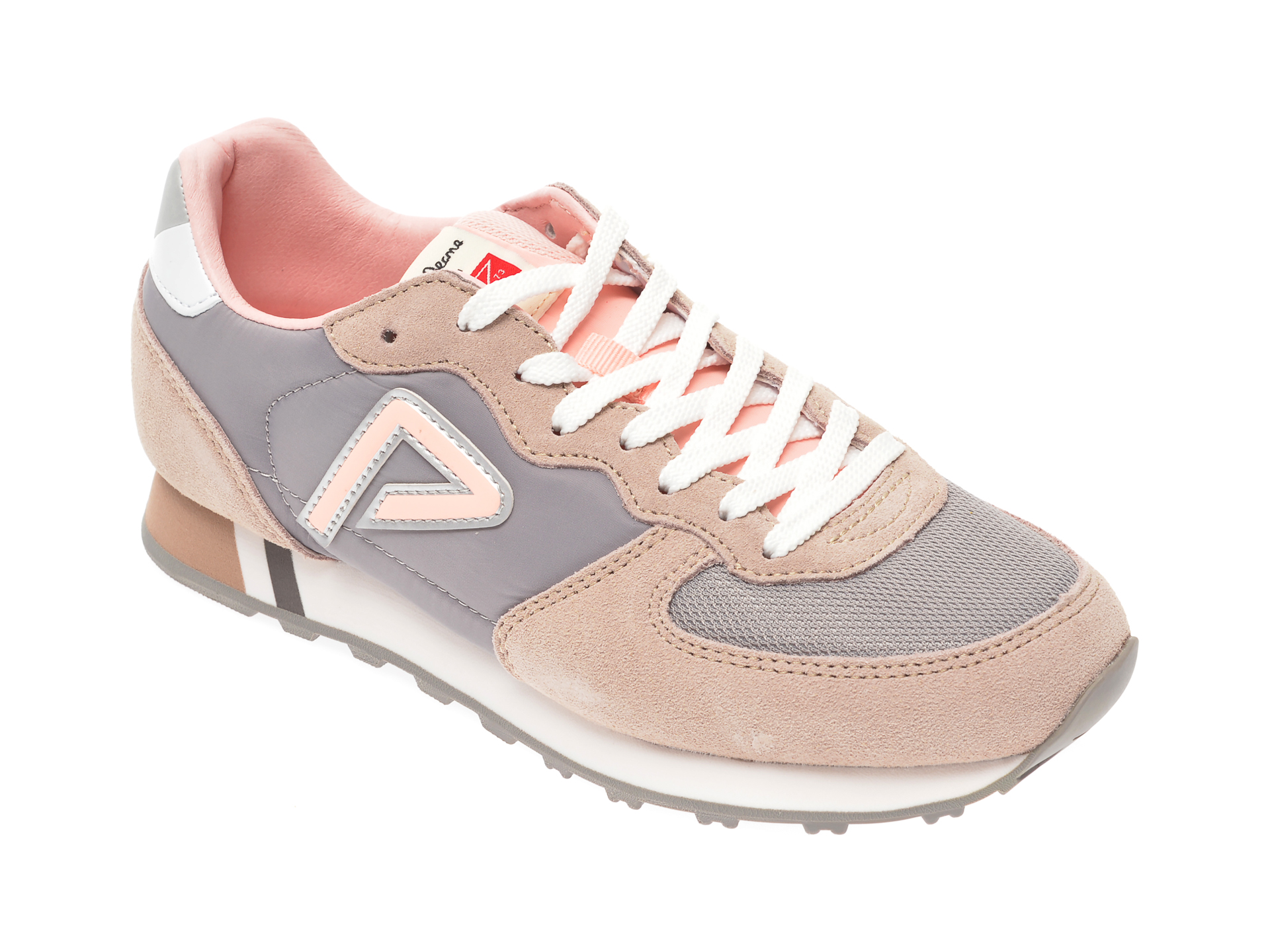 Pantofi sport PEPE JEANS roz, LS31004, din material textil si piele intoarsa
