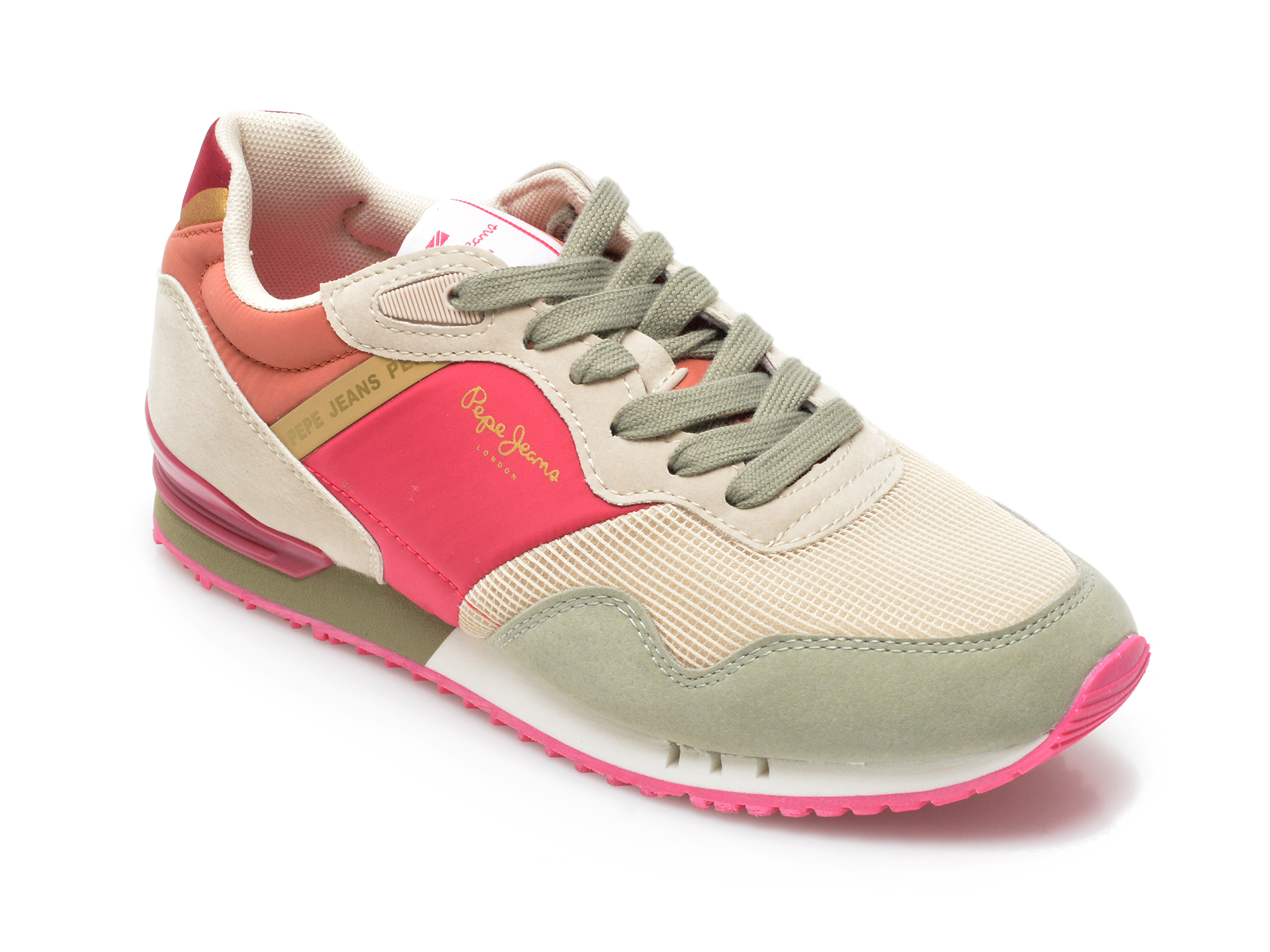 Pantofi sport PEPE JEANS roz, LS31313, din material textil si piele ecologica otter imagine noua