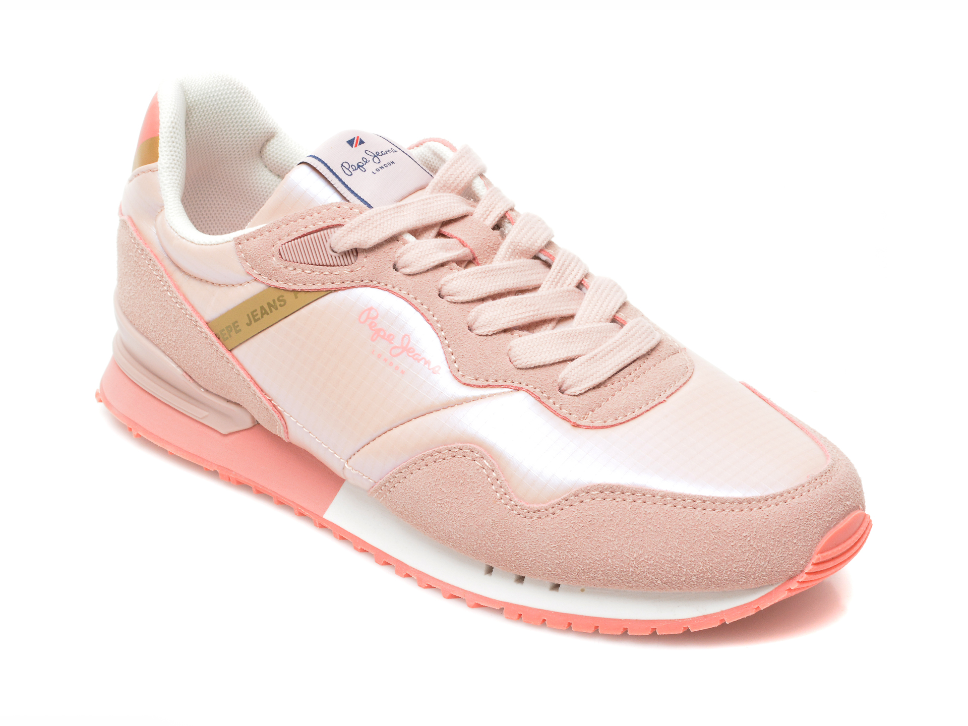 Pantofi sport PEPE JEANS roz, LS31315, din material textil si piele ecologica otter imagine noua