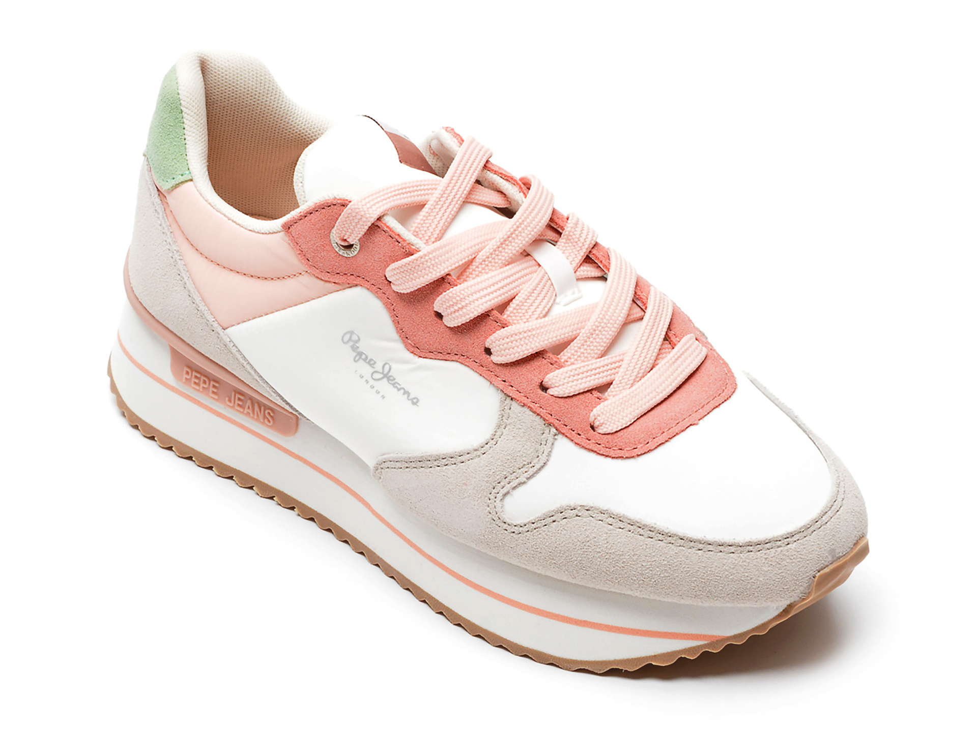 Pantofi sport PEPE JEANS roz, LS31335, din material textil si piele naturala /femei/pantofi imagine noua