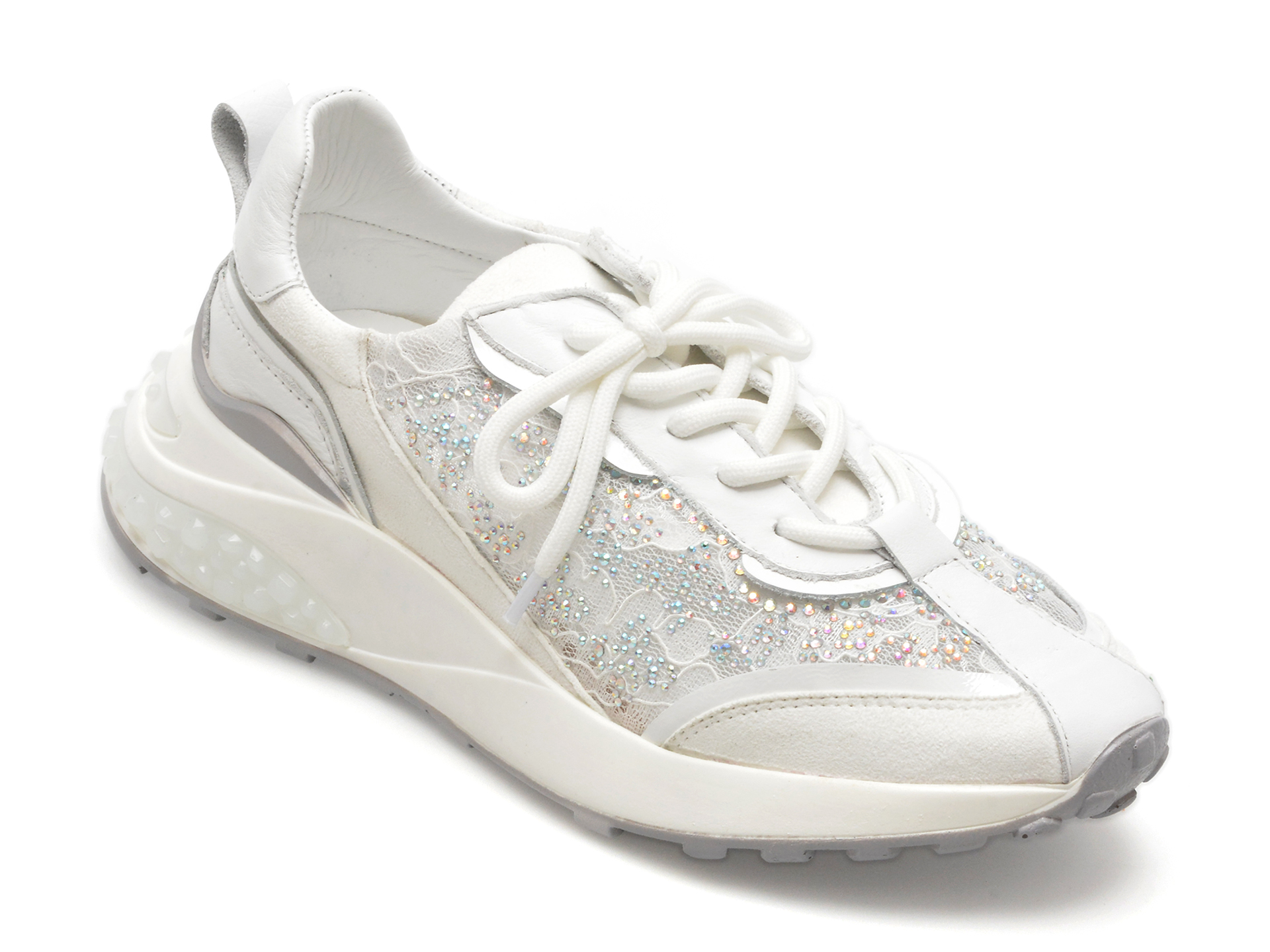 Pantofi sport PESETTO albi, 294176, din material textil