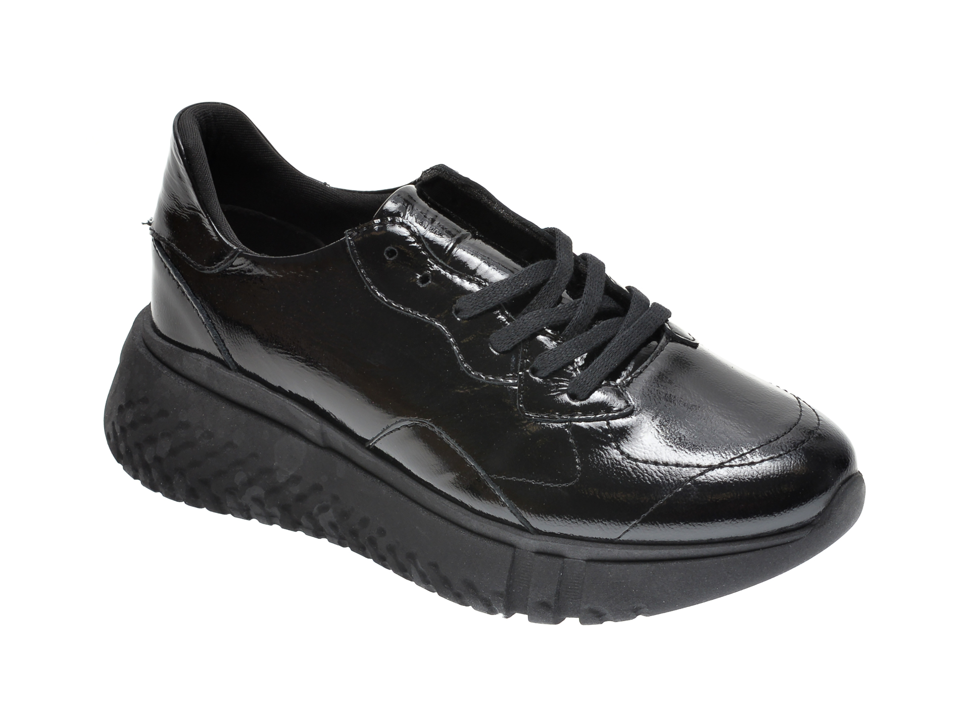 Pantofi sport RADIKAL negri, 2766, din piele naturala lacuita