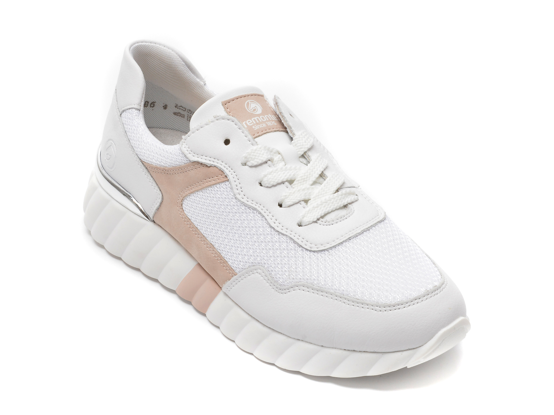 Pantofi sport REMONTE albi, D5908, din material textil si piele ecologica /femei/pantofi