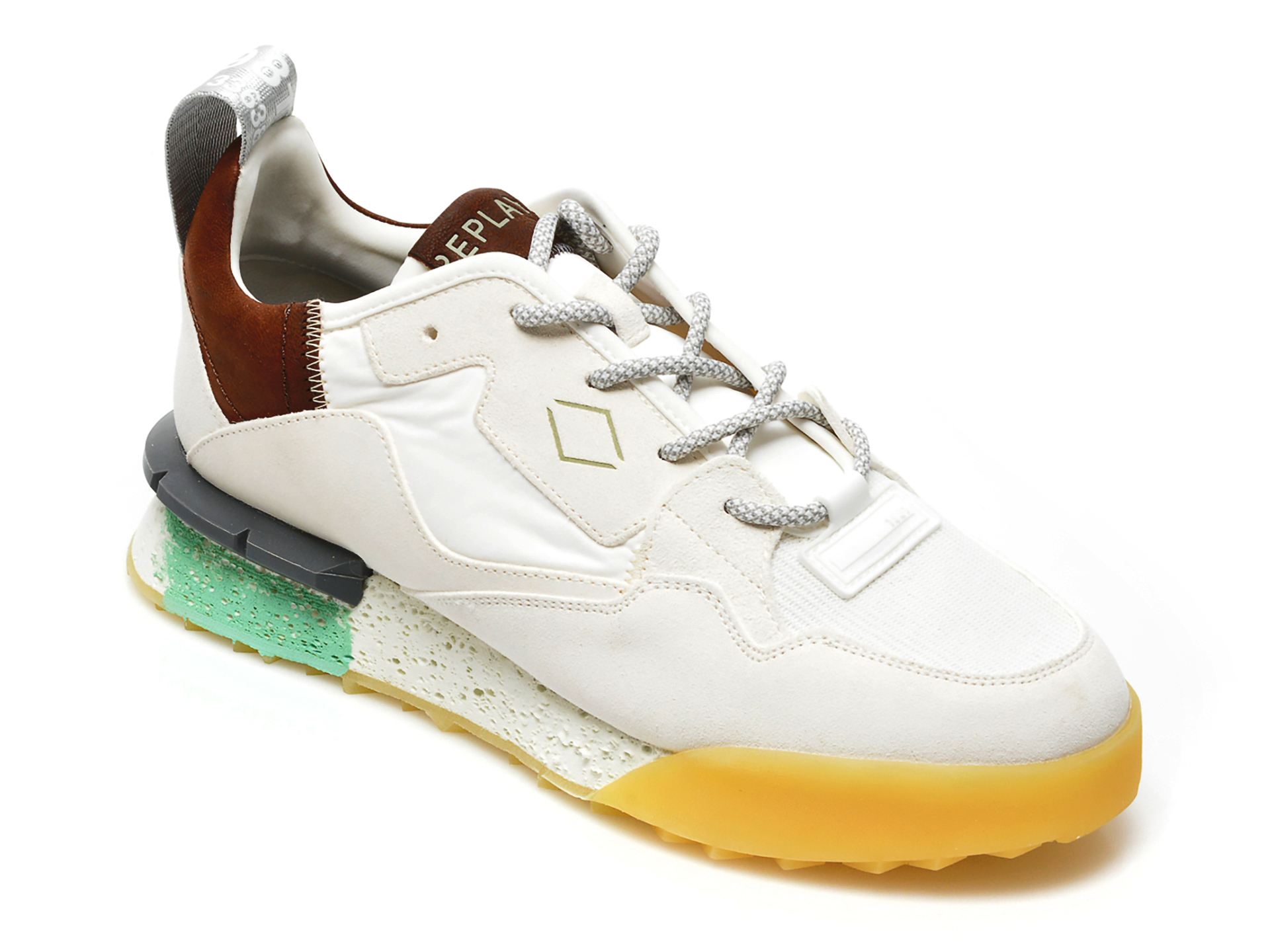 Pantofi sport REPLAY albi, MS1P16L, din material textil si piele naturala 2023 ❤️ Pret Super Black Friday otter.ro imagine noua 2022